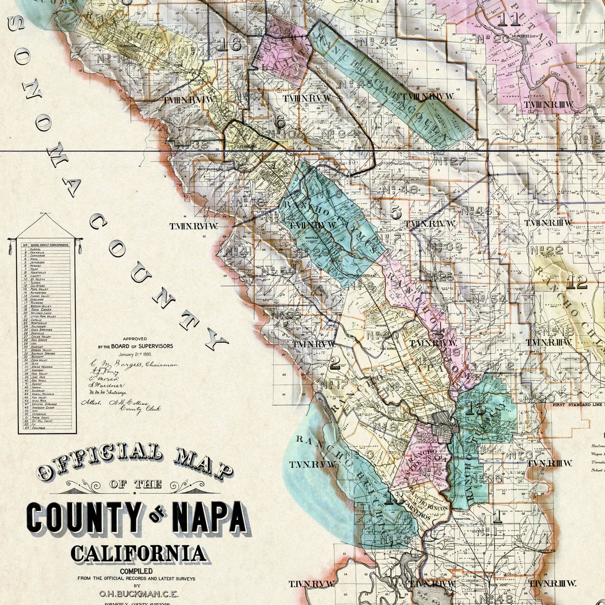 Napa Valley Vintage Map - Authentic 1895 County Map for Collectors - Archive Prints