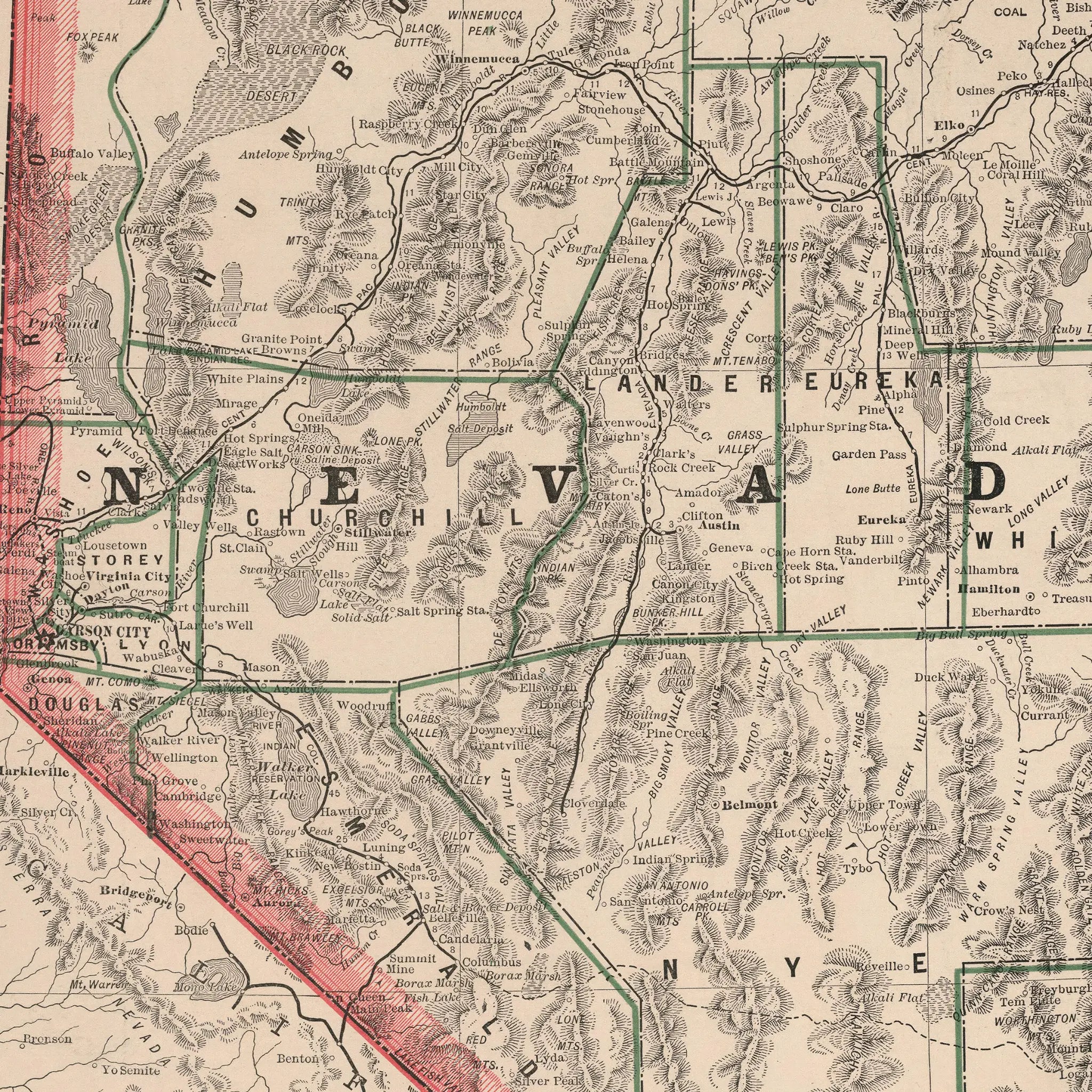 Nevada Map - Vintage 1883 Historical Map Image 7