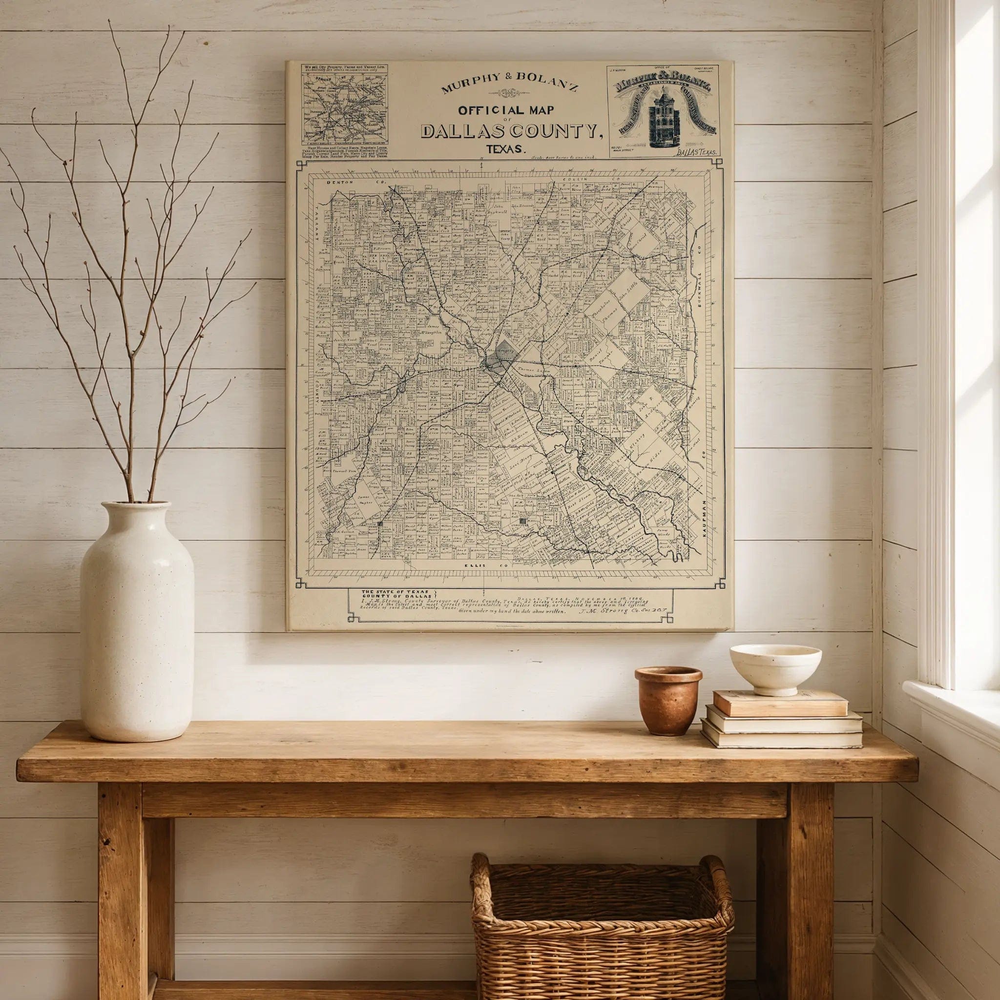 Dallas County Vintage Map 1886 by Murphy & Bolanz - Official Historical Print - Archive Prints