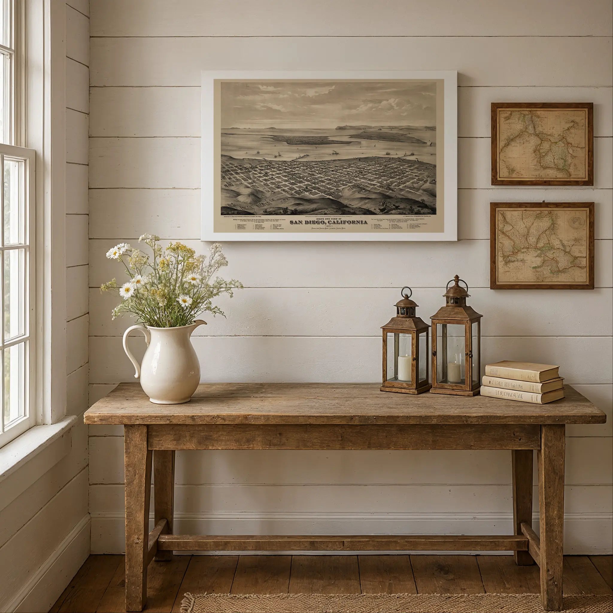 San Diego Bird's-Eye Map - Vintage 1876 California Historical City Map