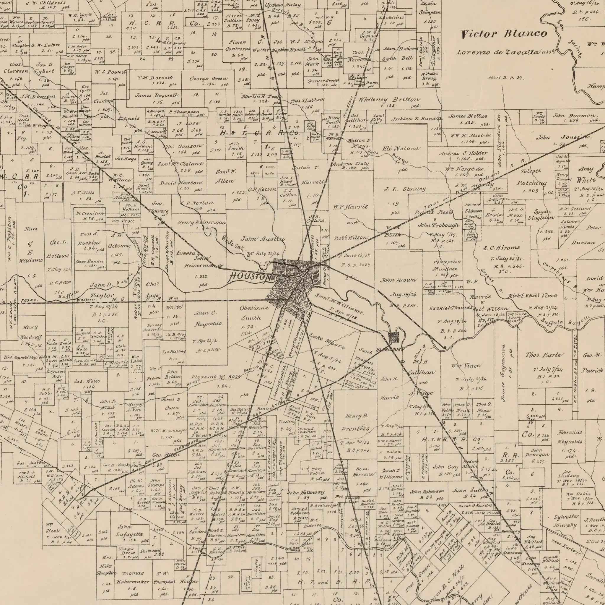 Harris County Vintage Map - Authentic 1879 Texas General Land Office Map