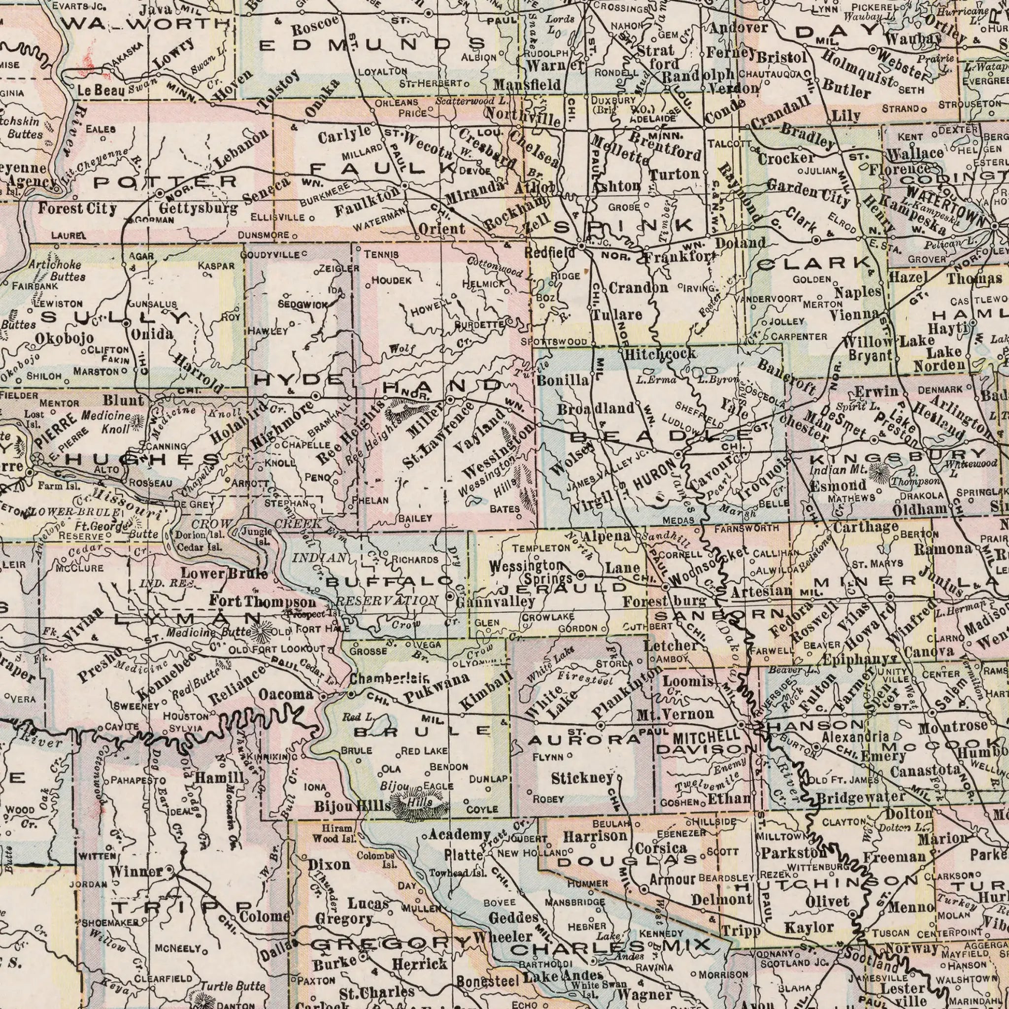 South Dakota Map - Fireplace Setting