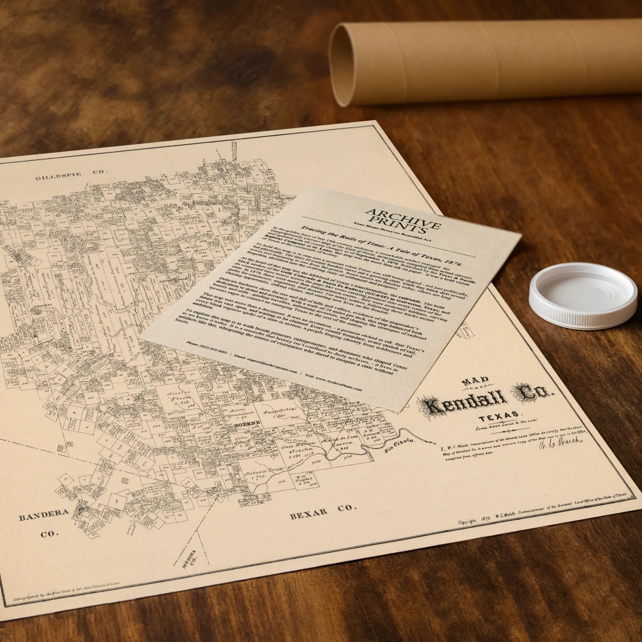 Kendall County Map - Vintage 1879 Texas General Land Office Map