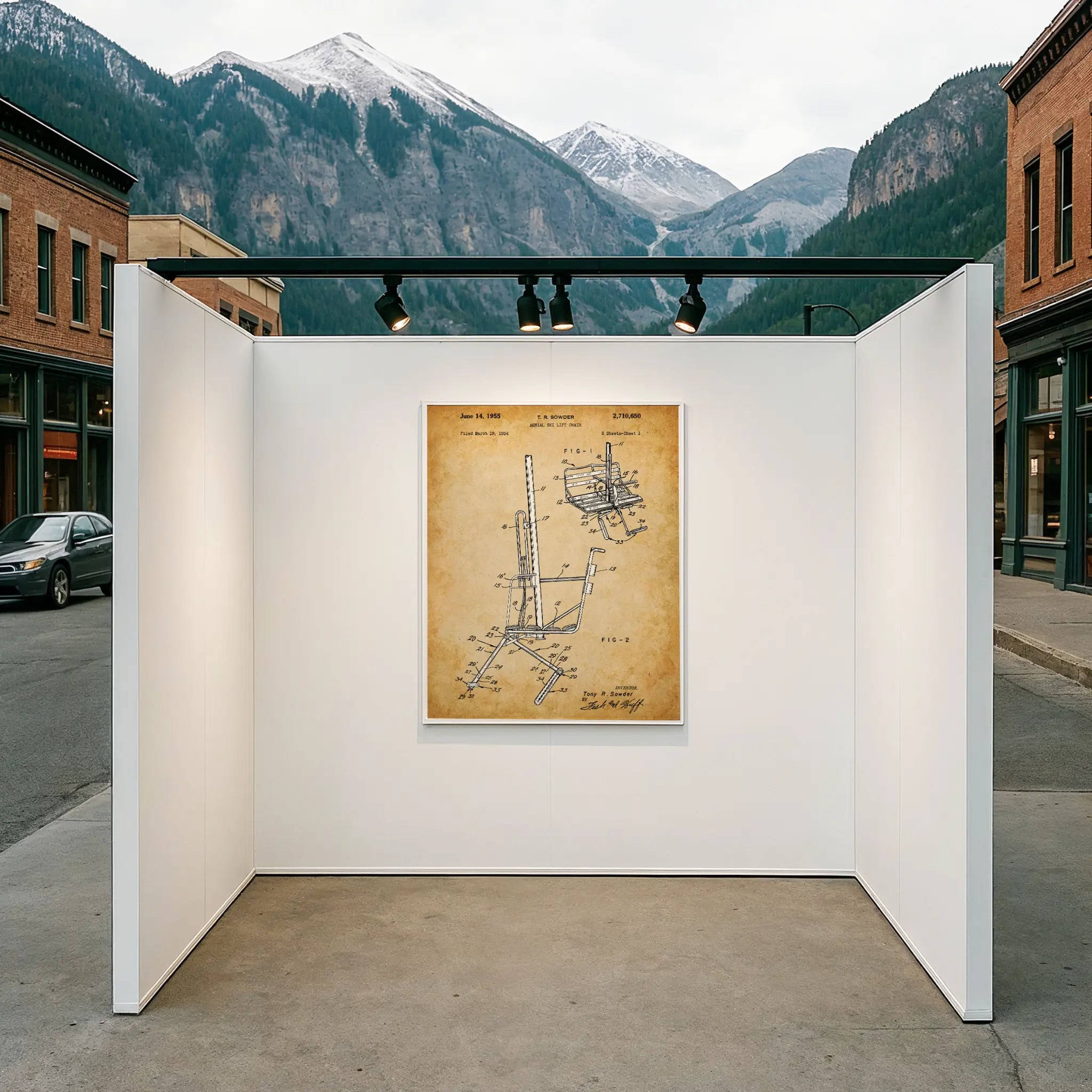 Vintage Ski Lift Patent in Mountain Pop-Up Gallery