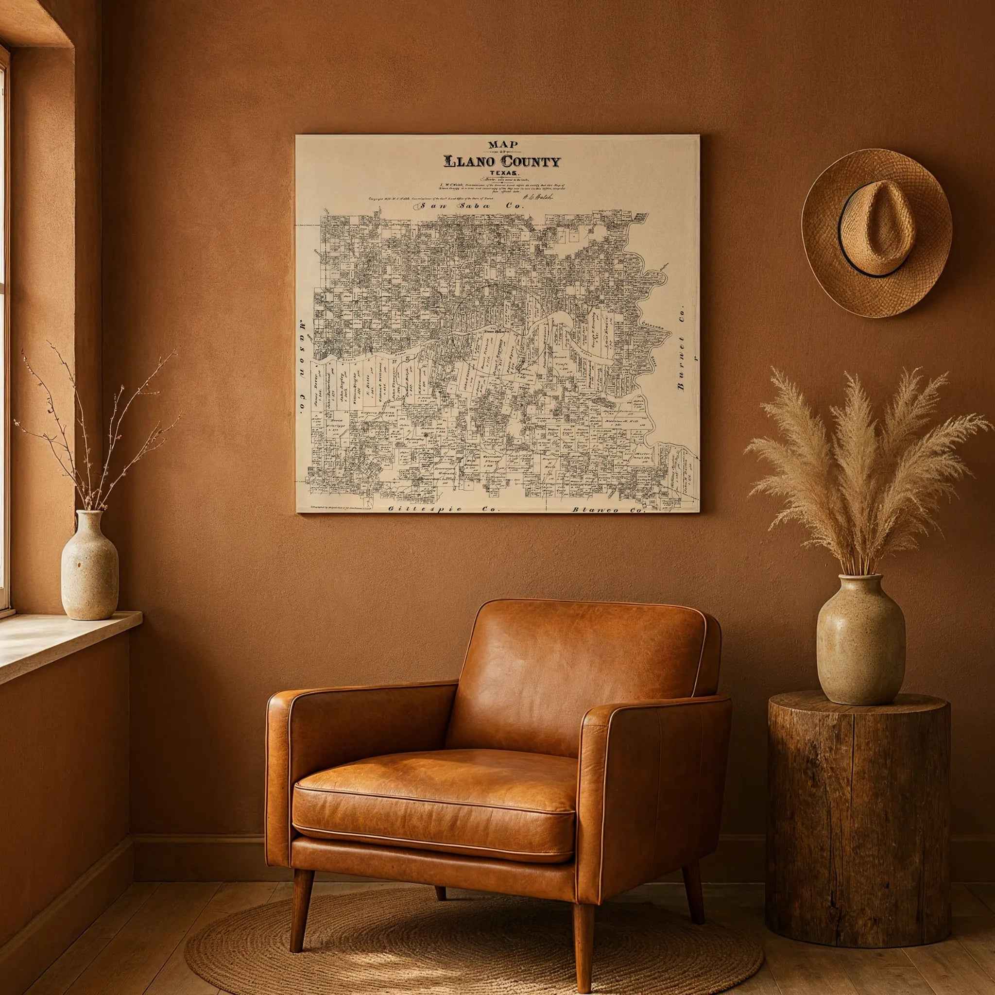 Llano County Vintage Map - Antique 1879 Texas General Land Office Map