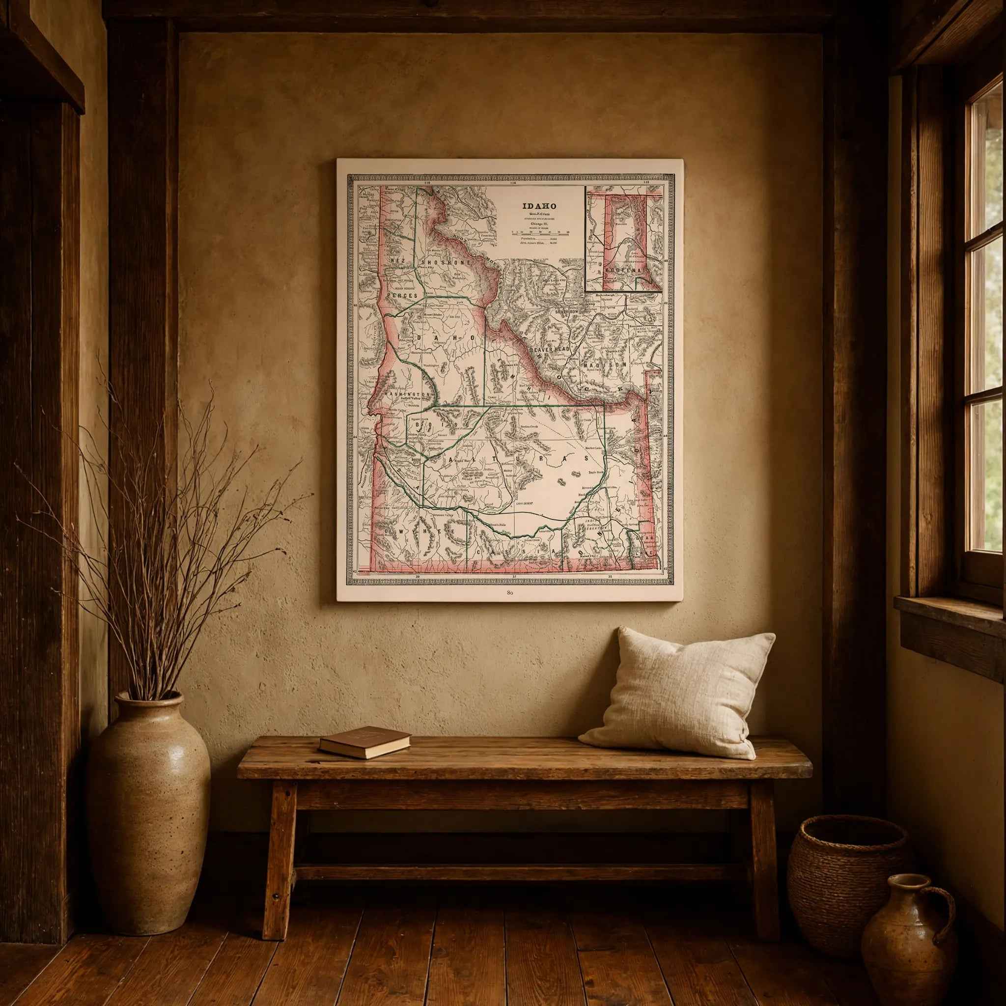 Idaho Map - Vintage 1883 Cram Historical Territory Map