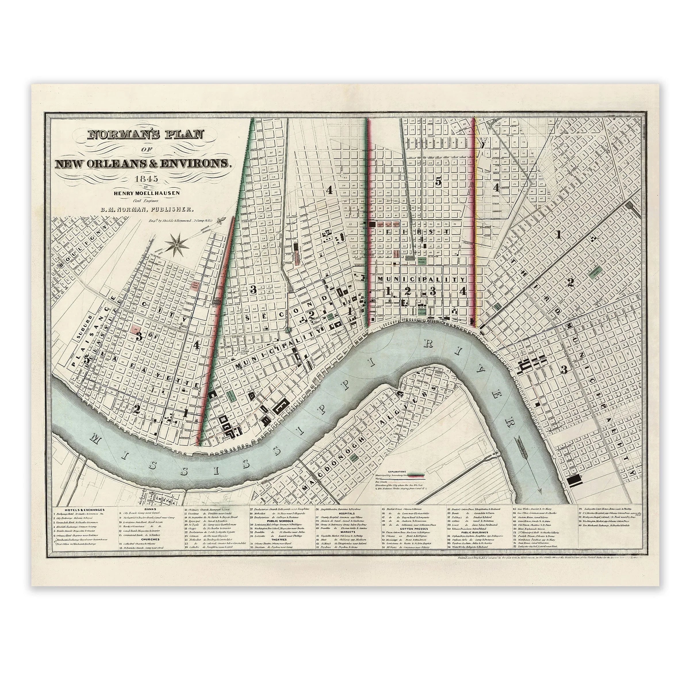 Featured image for Discover the Charm of the 1845 Vintage New Orleans Map!