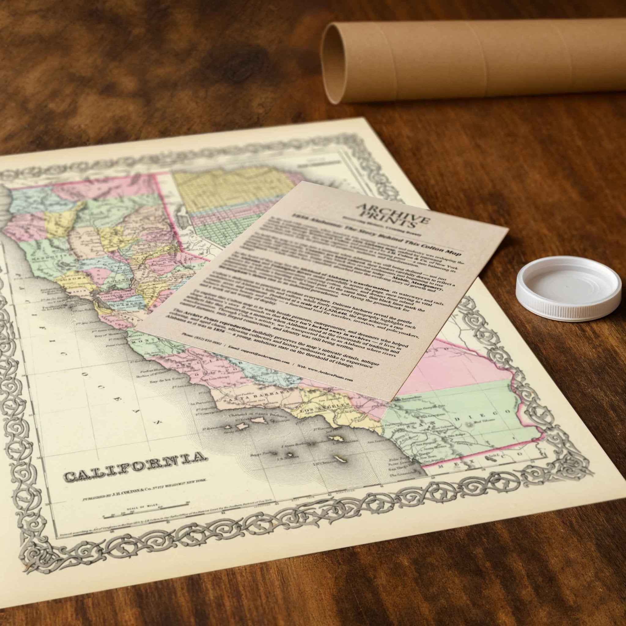 1855 California State Map – Restored Vintage Wall Art by Colton