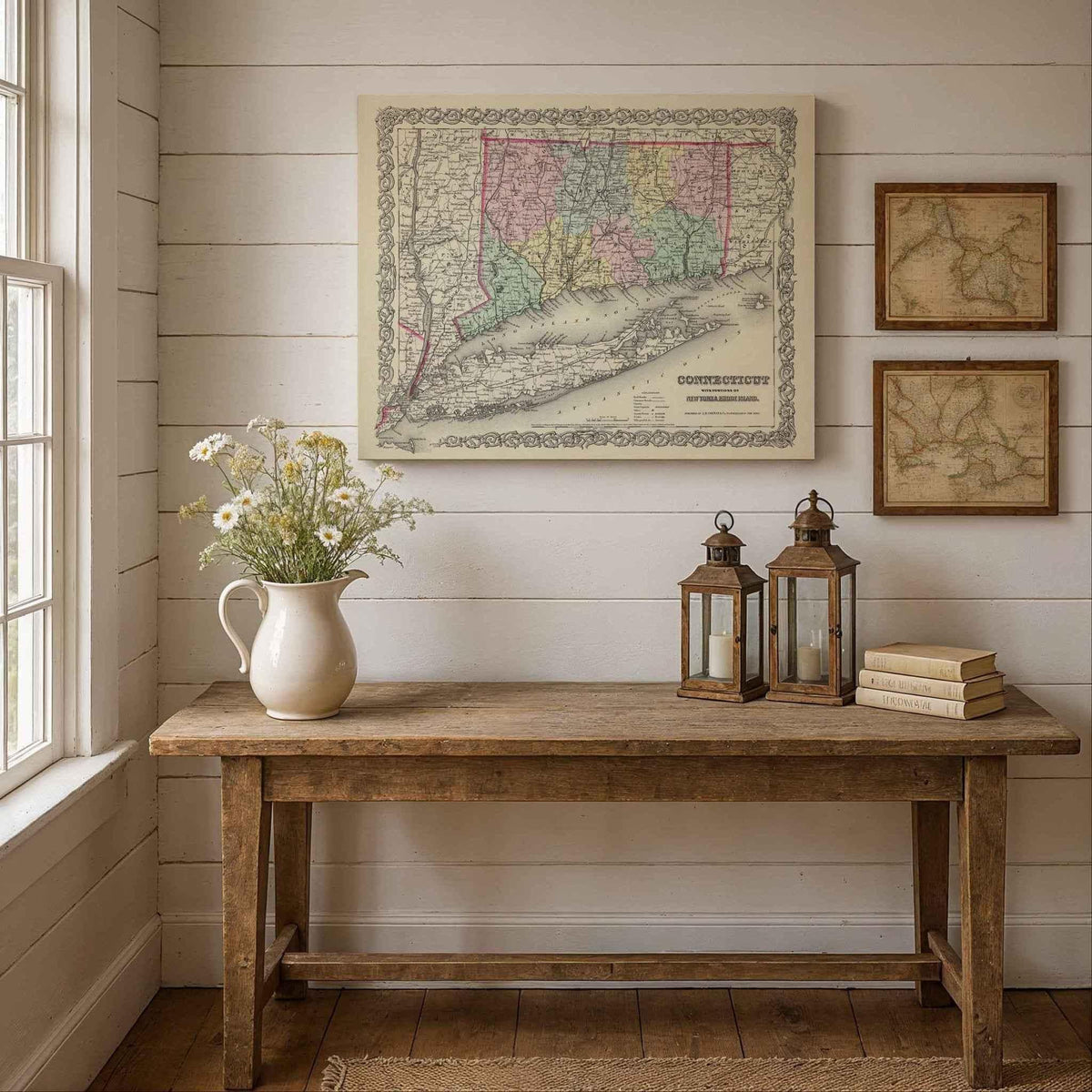 1856 Connecticut Map by Colton – Restored Vintage Wall Art