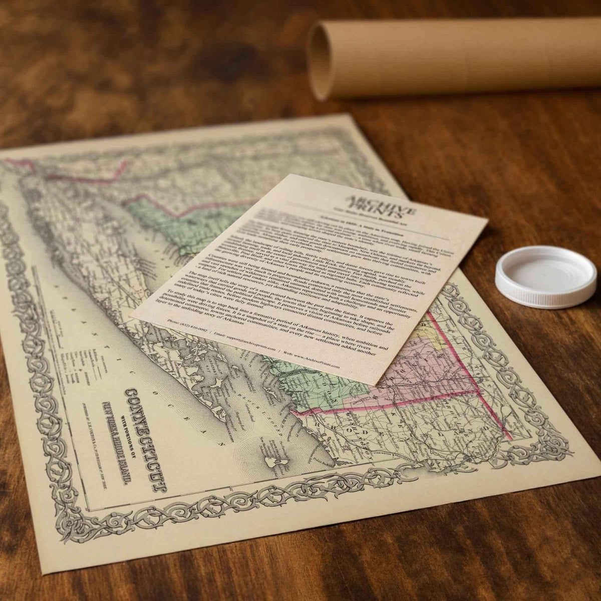 1856 Connecticut Map by Colton – Restored Vintage Wall Art