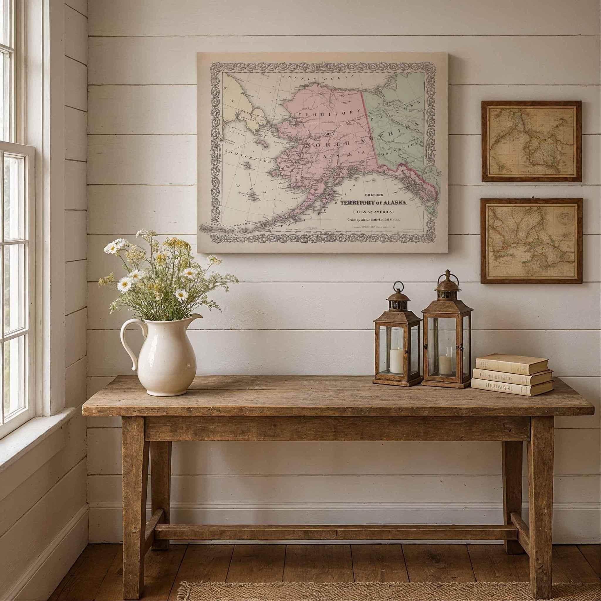 1886 Alaska Territory Map – Restored Vintage Wall Art by Colton