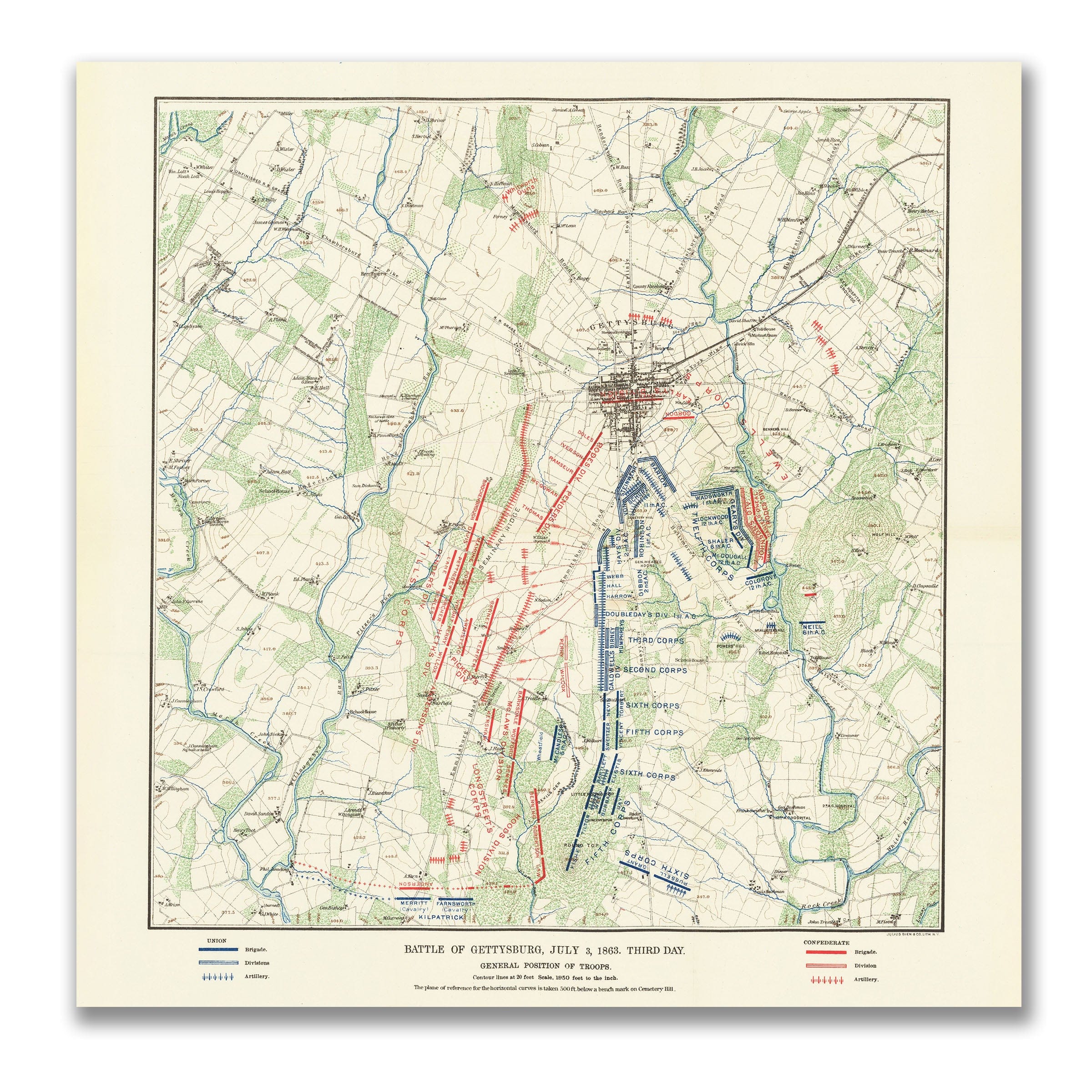 Gettysburg 1863 Map - Archive Prints
