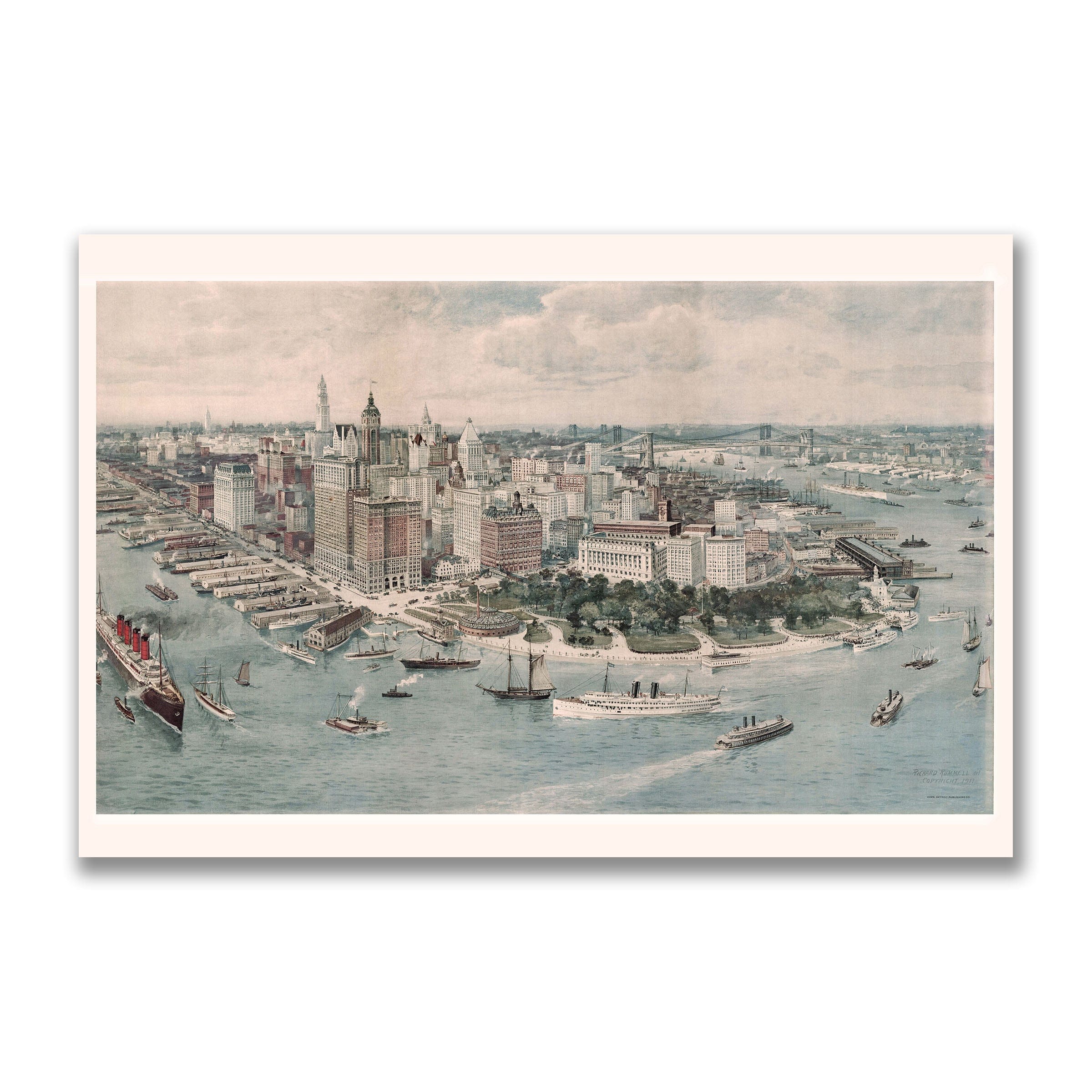 Lower Manhattan, New York City Map 1911