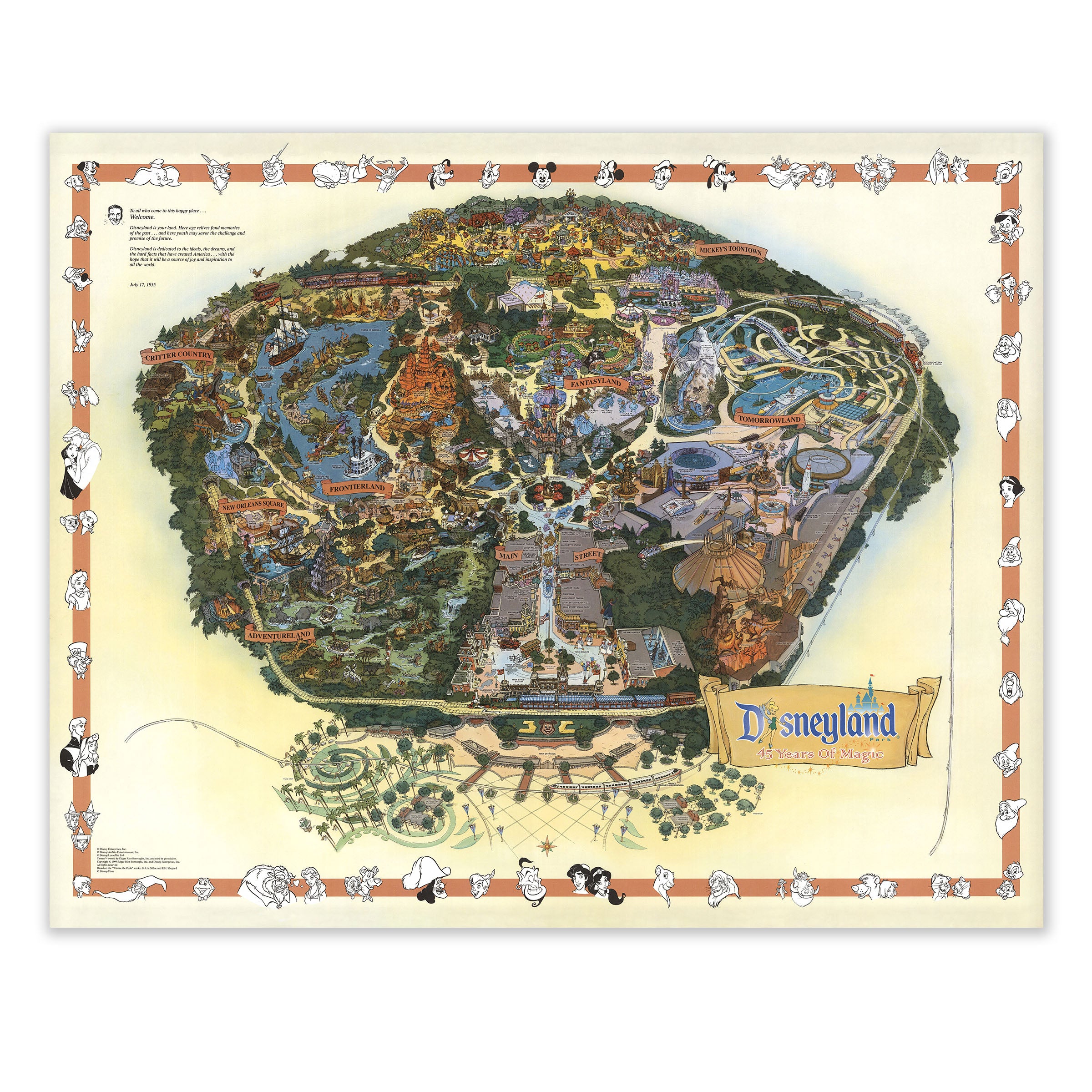 Disneyland Map 1999 - Vintage Park Guide 45th Anniversary Edition