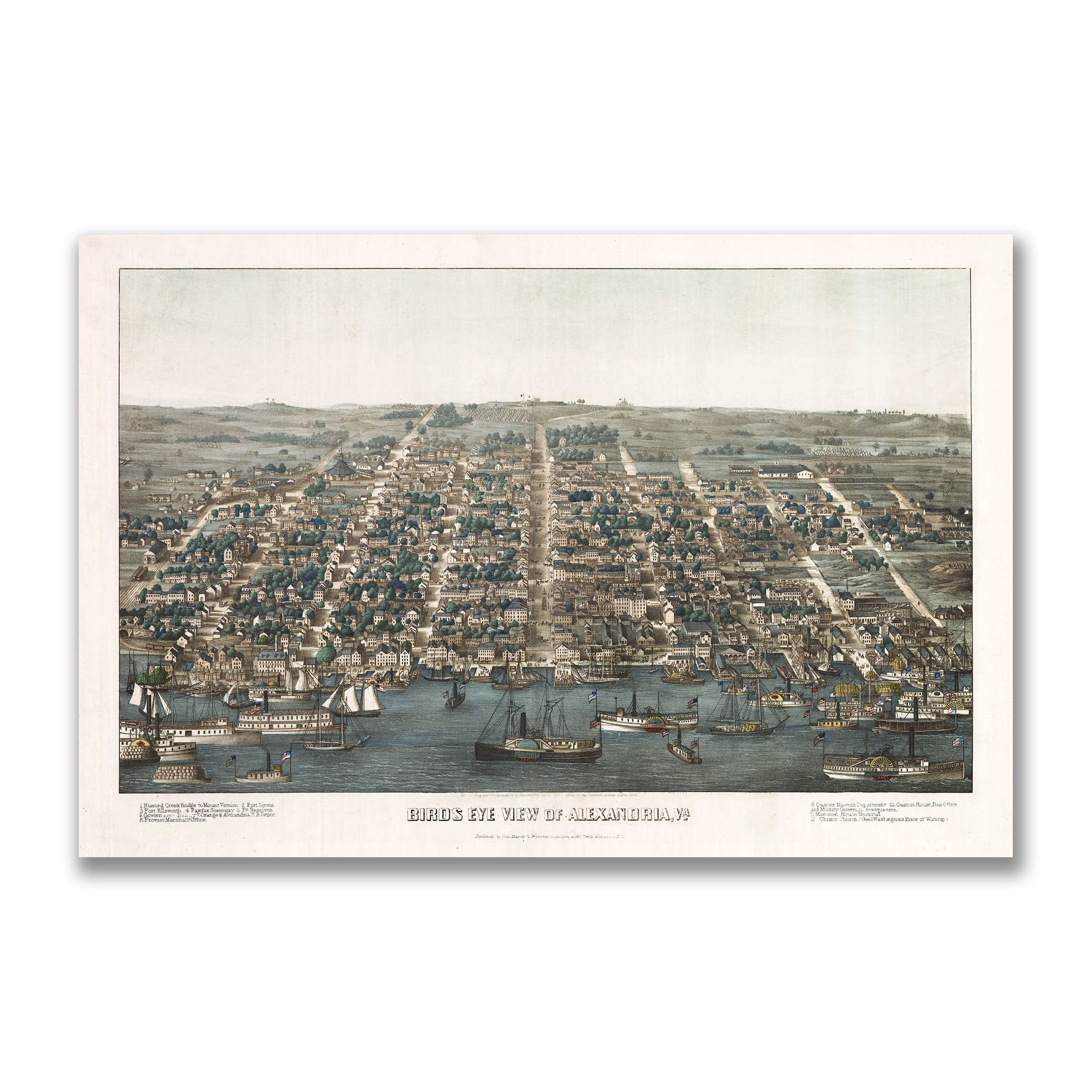 Alexandria, Virginia Map - 1863 Bird's Eye View