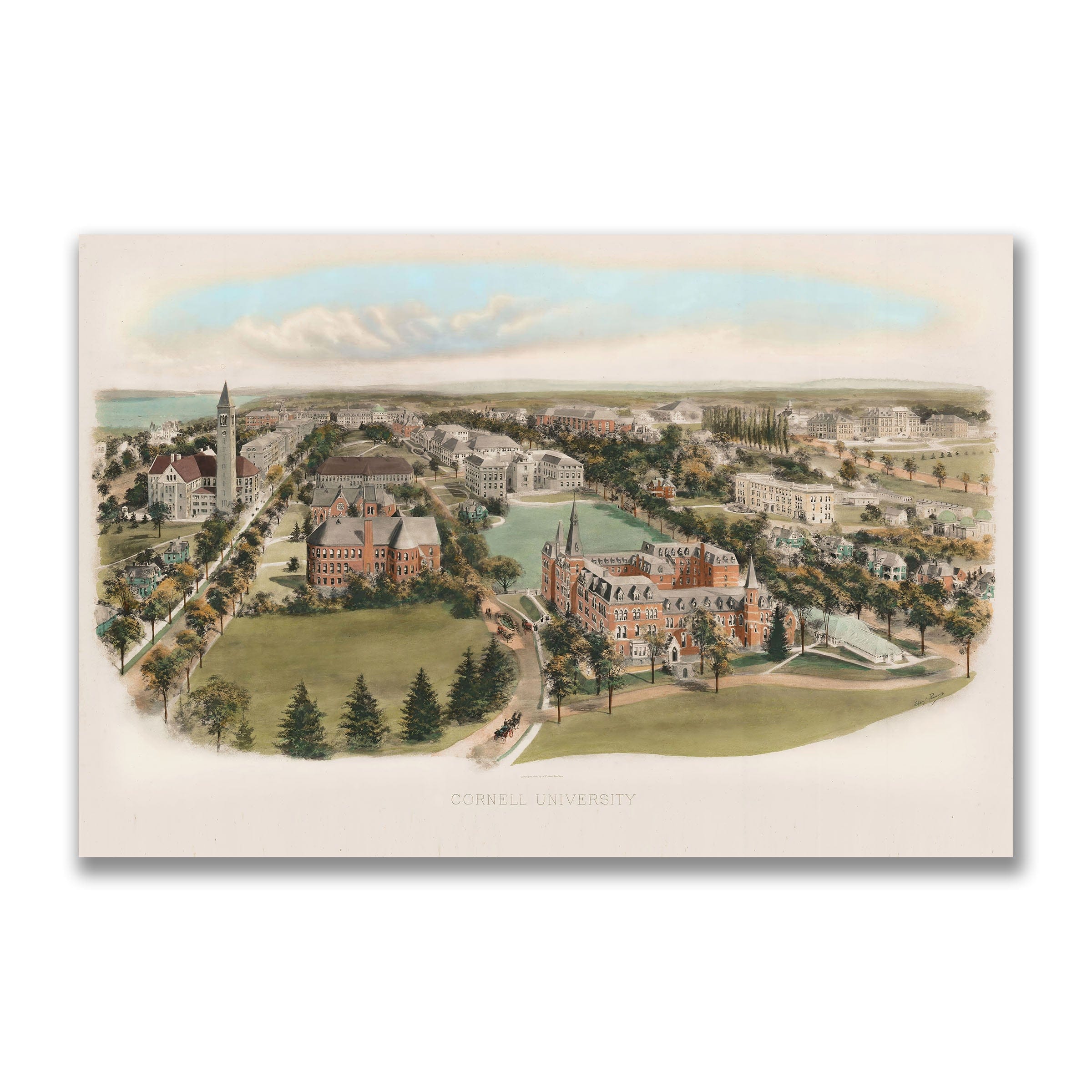 Cornell University Map - 1906 Campus Panoramic View