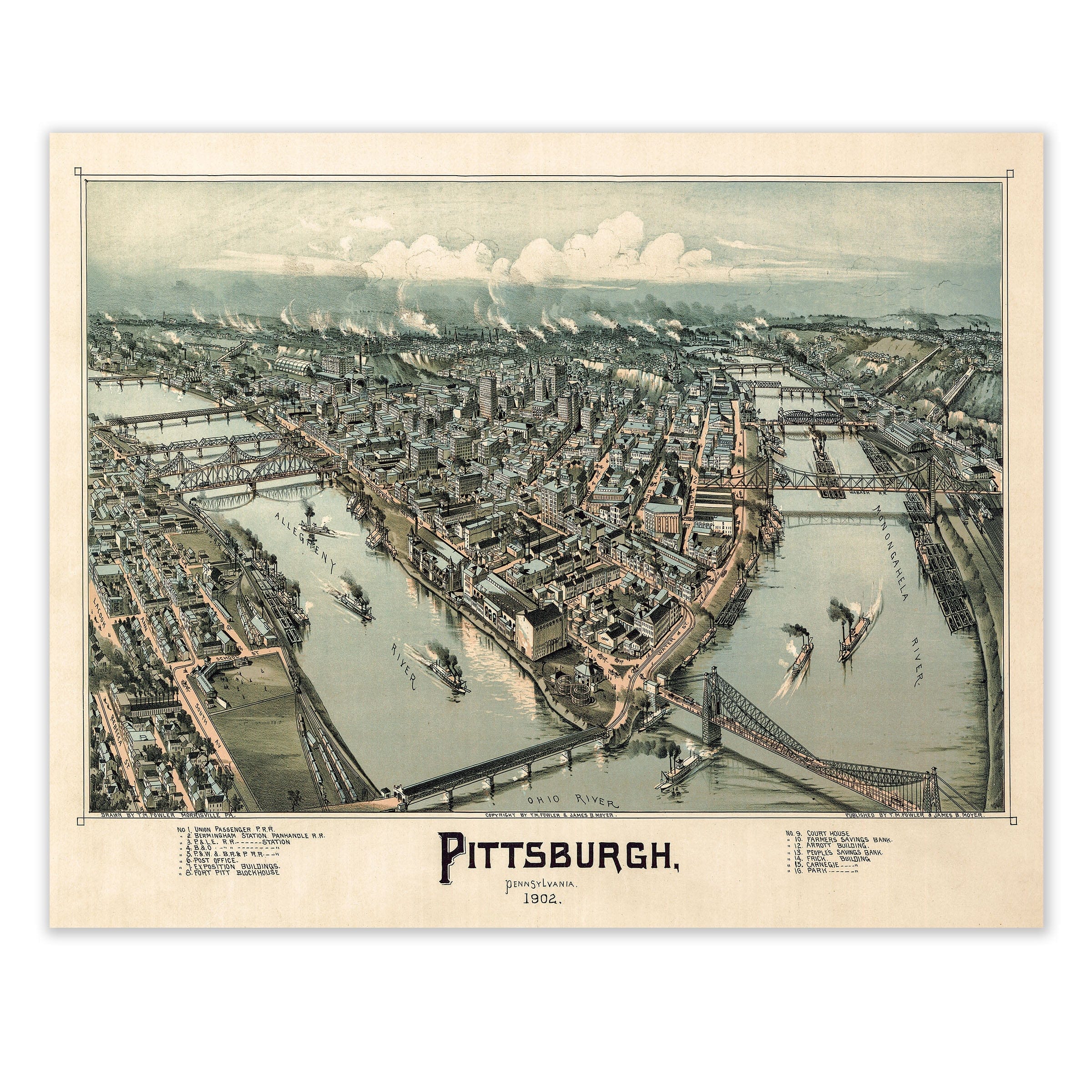 Pittsburgh, Pennsylvania Vintage Map 1902 - Steel City Survey
