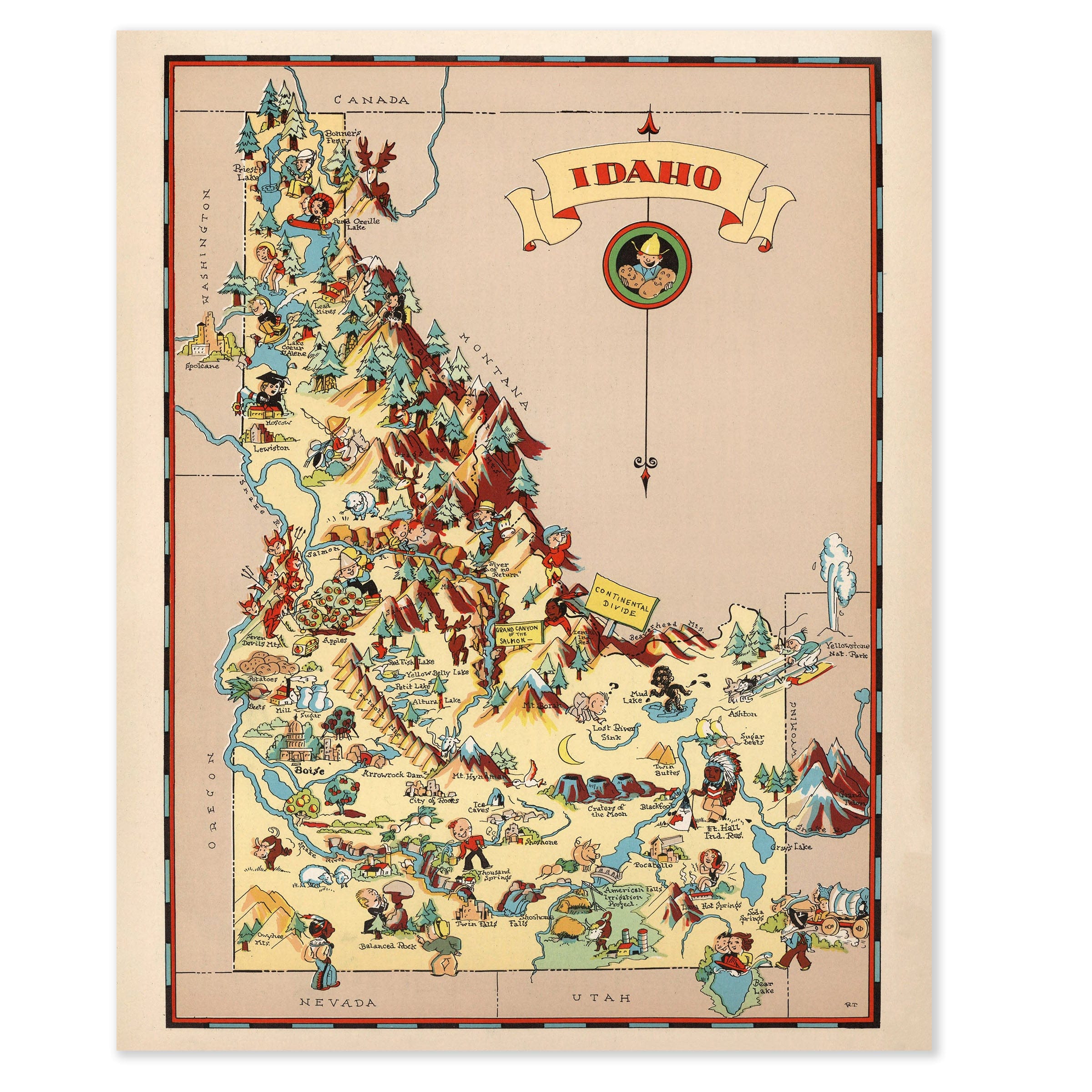 Idaho Map 1935 - Archive Prints