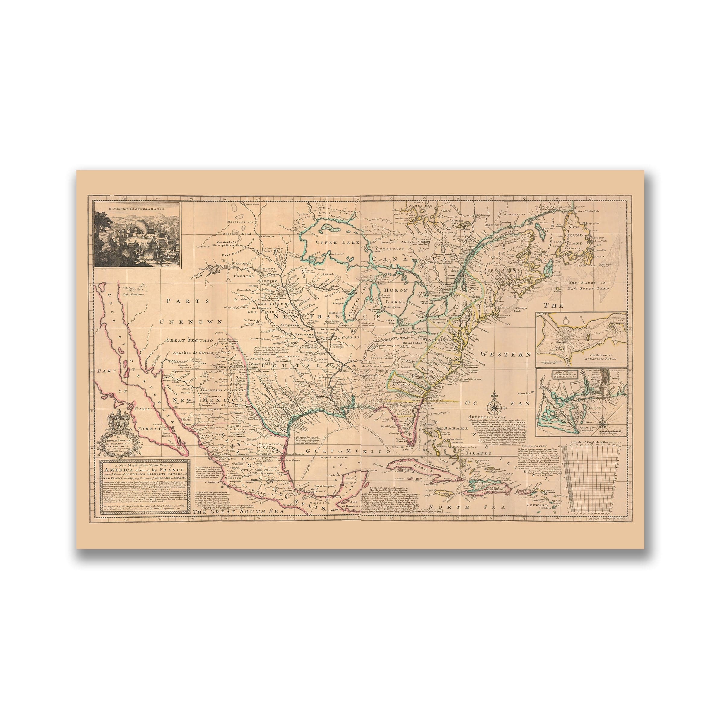 Vintage North America Map 1720 - Archive Prints