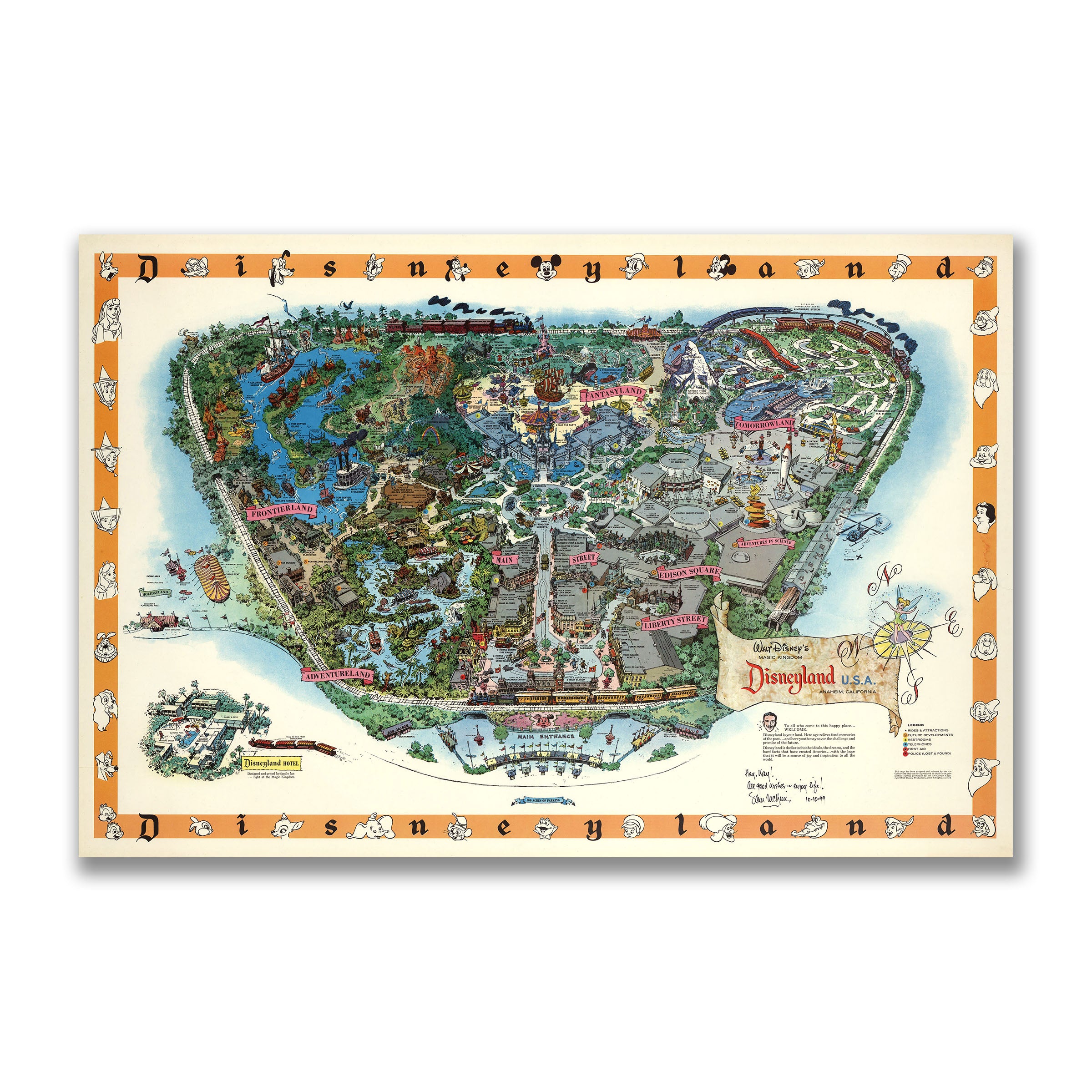 Disneyland Map 1958 - Vintage Original Park Guide Walt Disney Productions