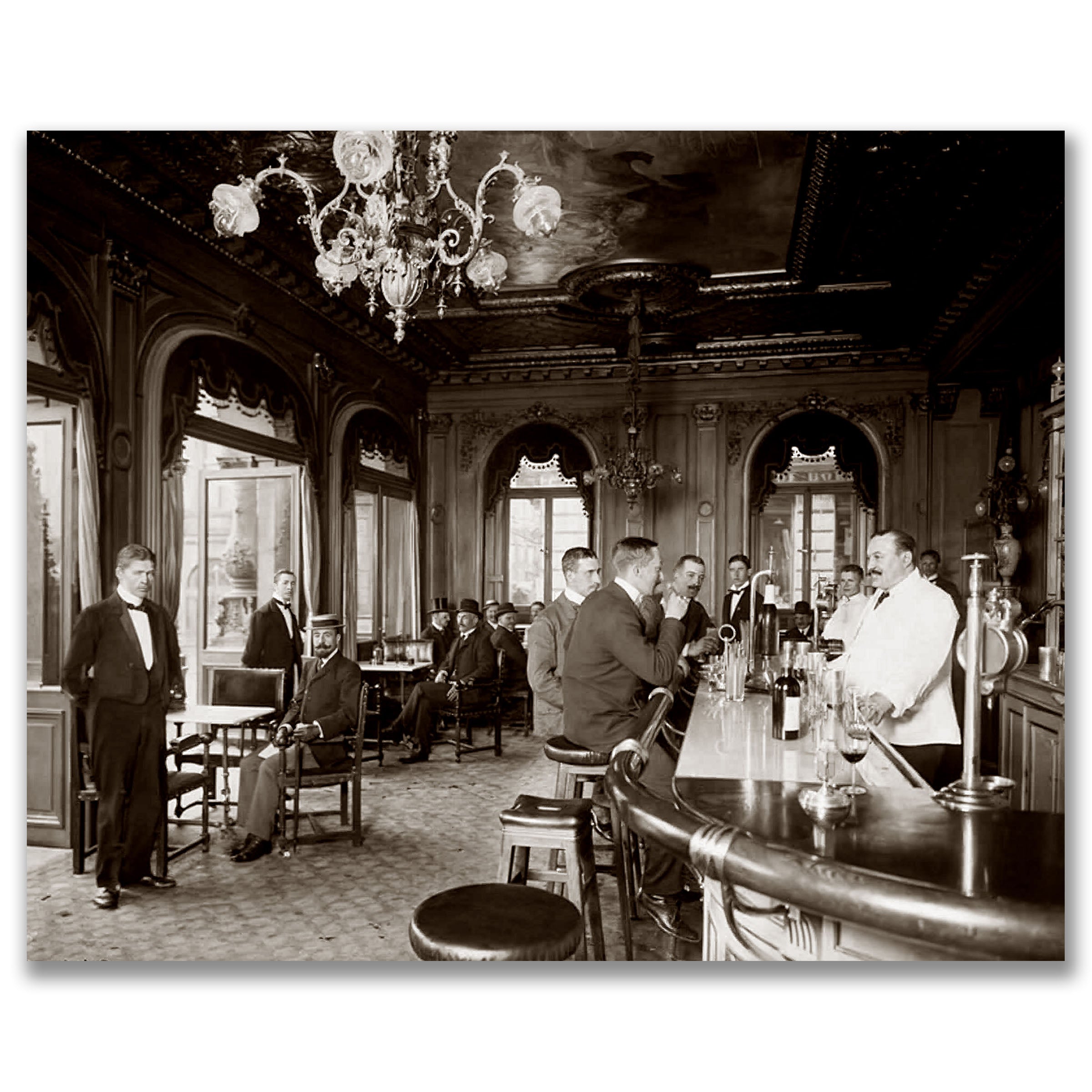 Elegant Edwardian Hotel Bar Scene - Historic Gentleman's Club Photograph