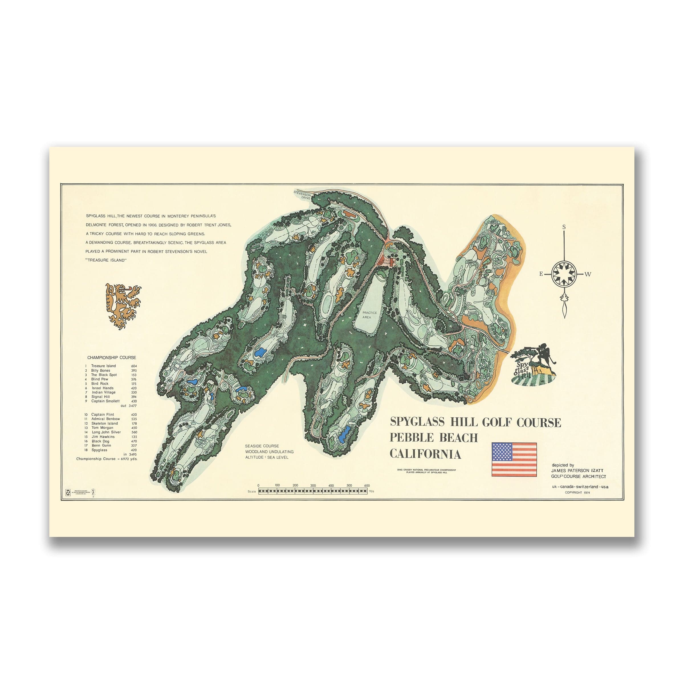 Spyglass Hill Golf Course Map 1974