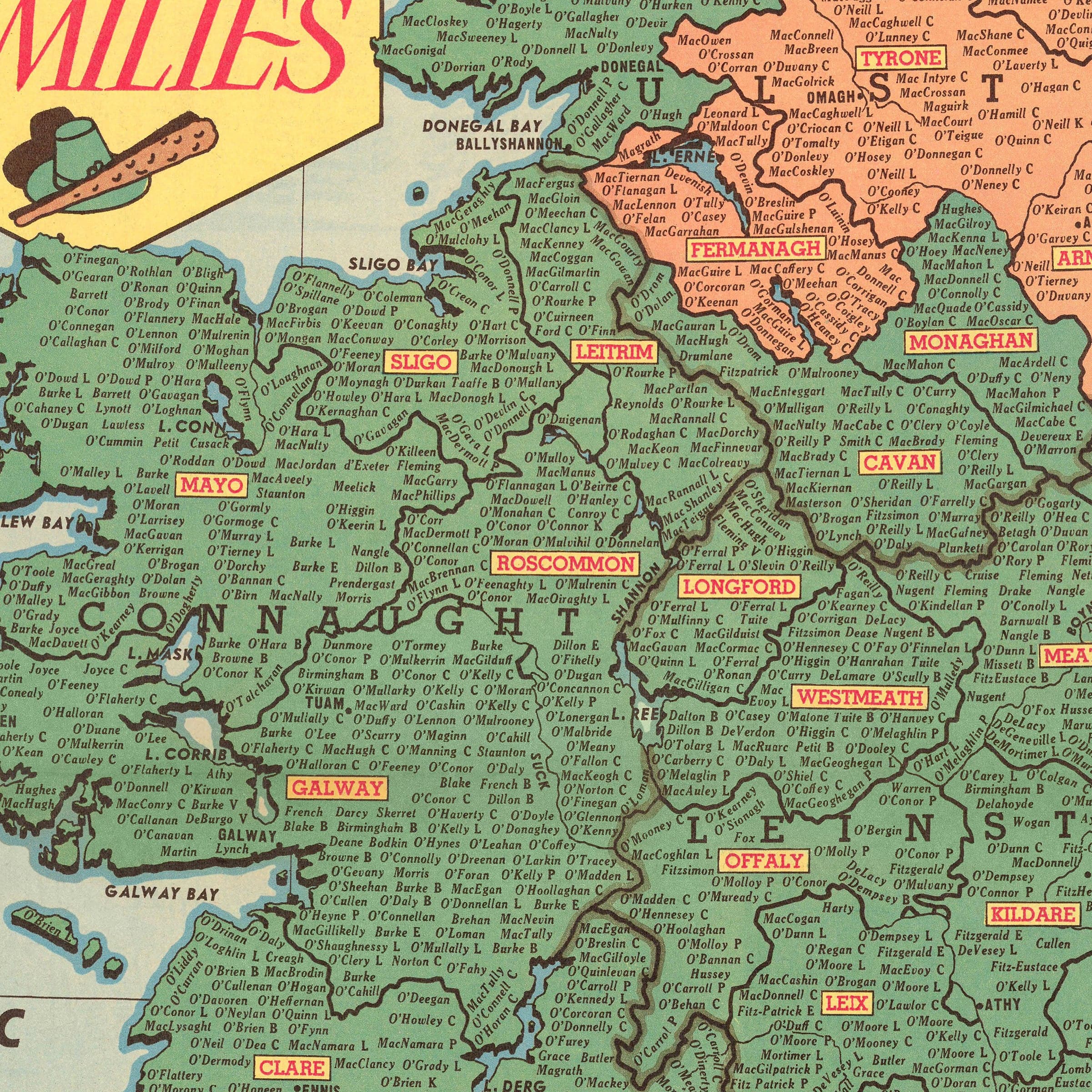 Erin's First Families The Story of Ireland's Lineage Map 1946