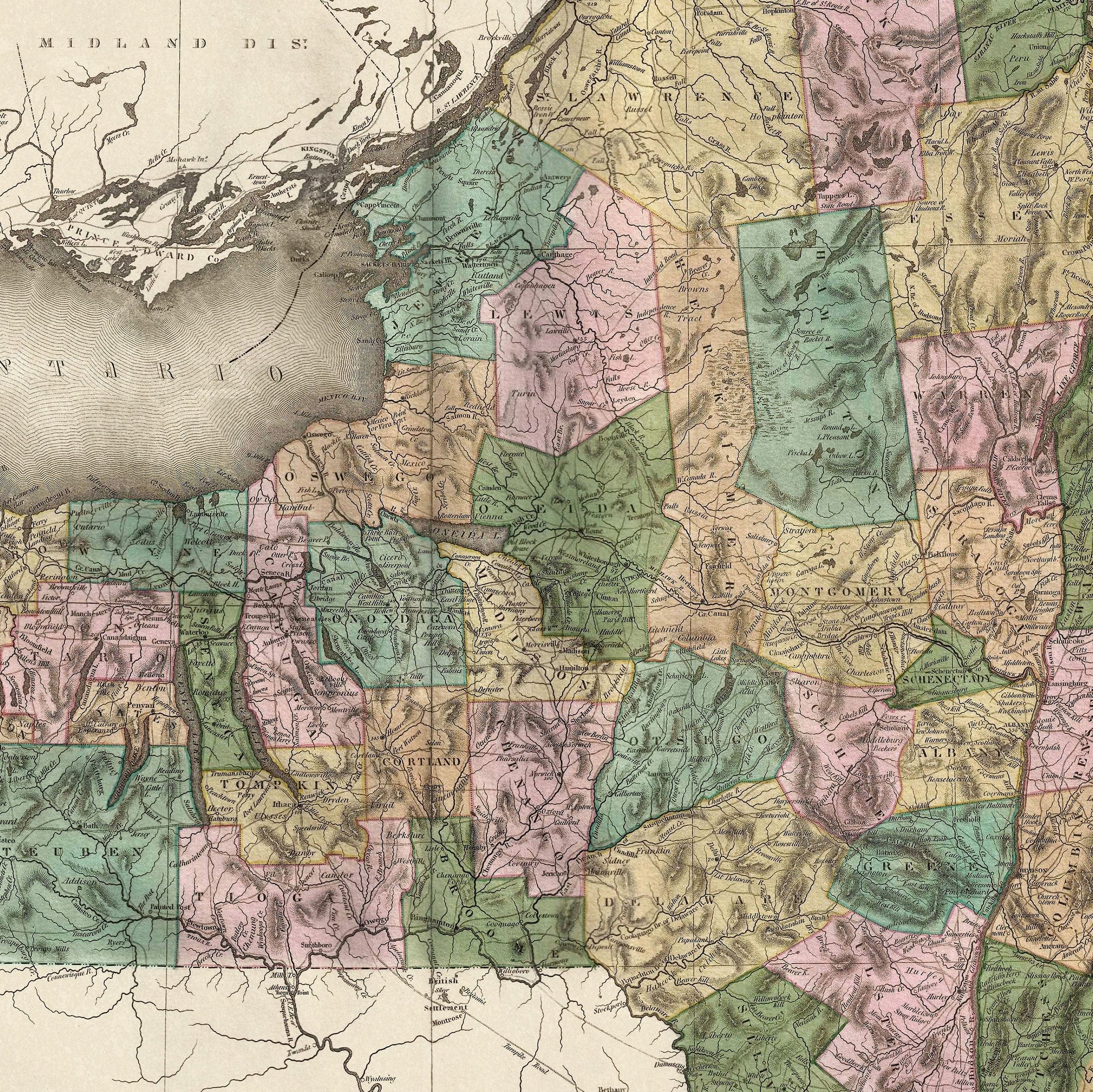 Vintage New York Map 1823 - Archive Prints