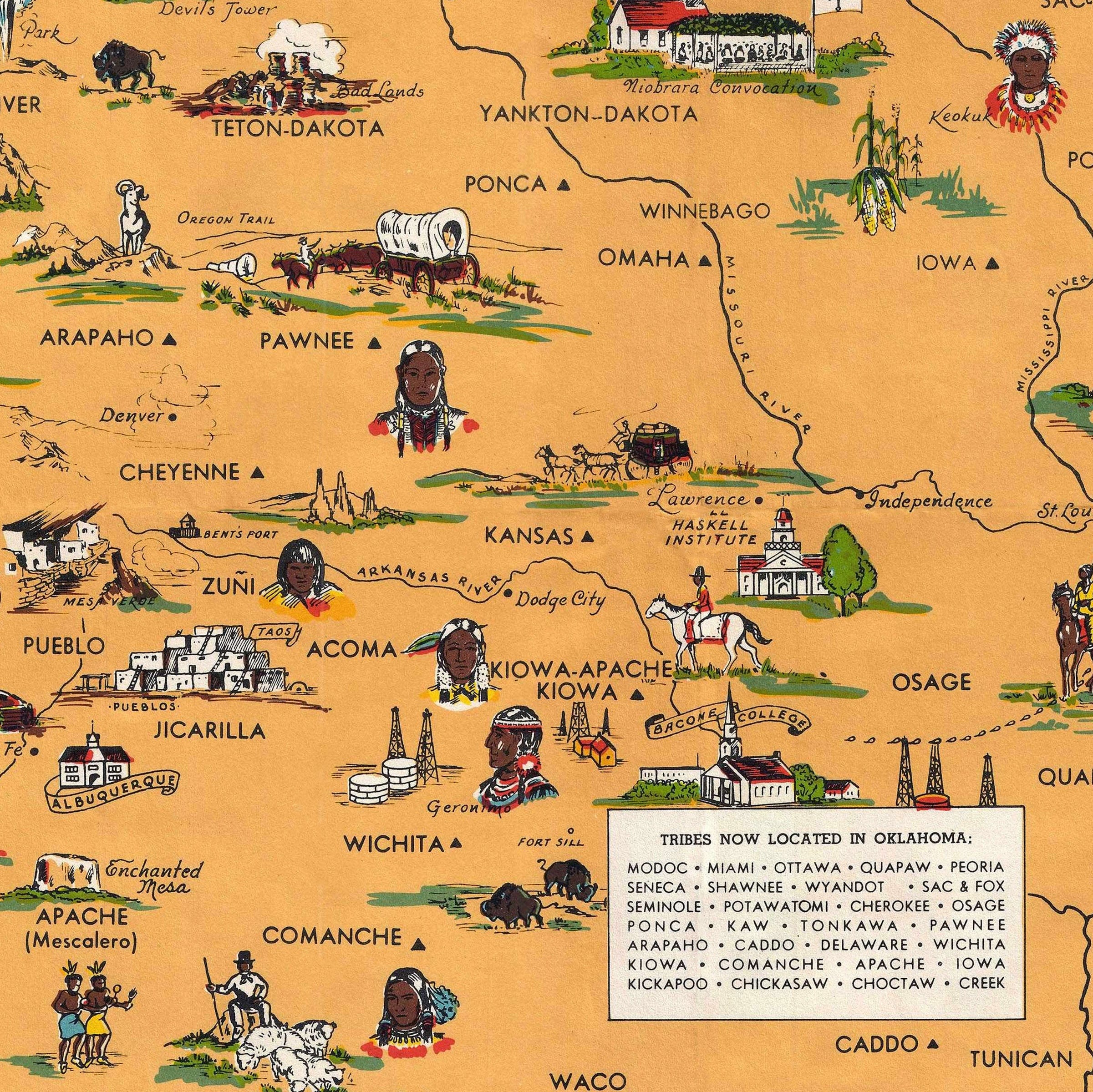 Indians of the United States Map 1944 - Archive Prints