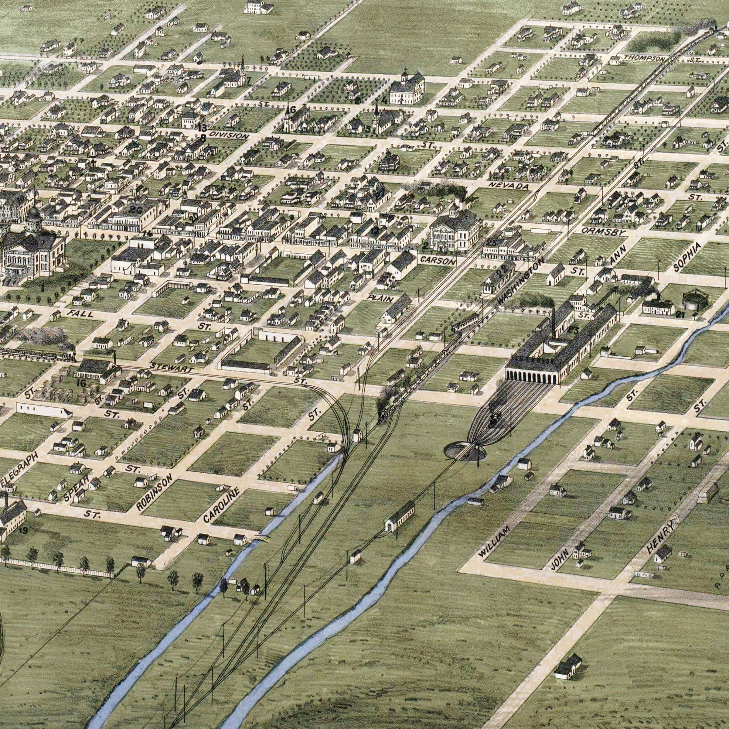Carson City, Ormsby County, Nevada Map 1875 - Archive Prints