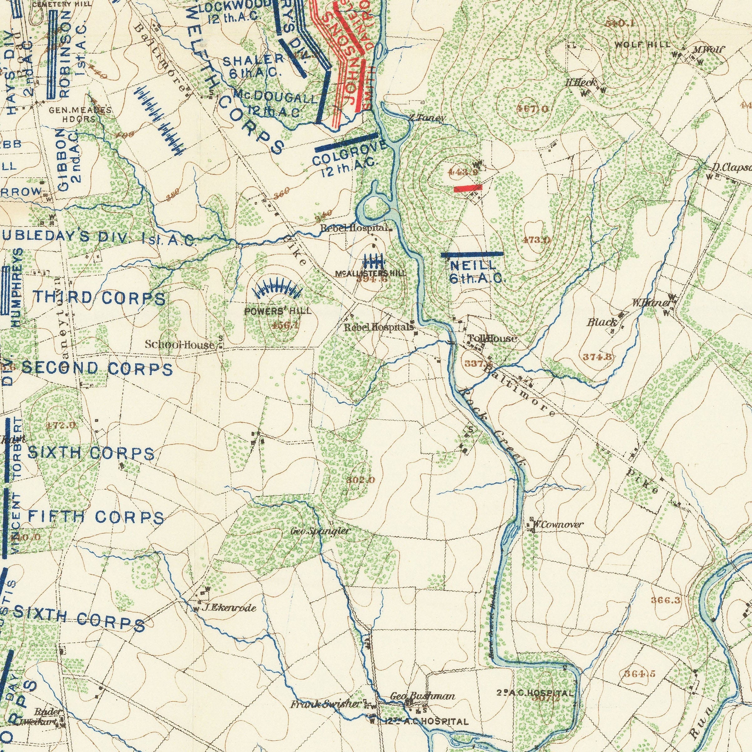 Gettysburg 1863 Map - Archive Prints