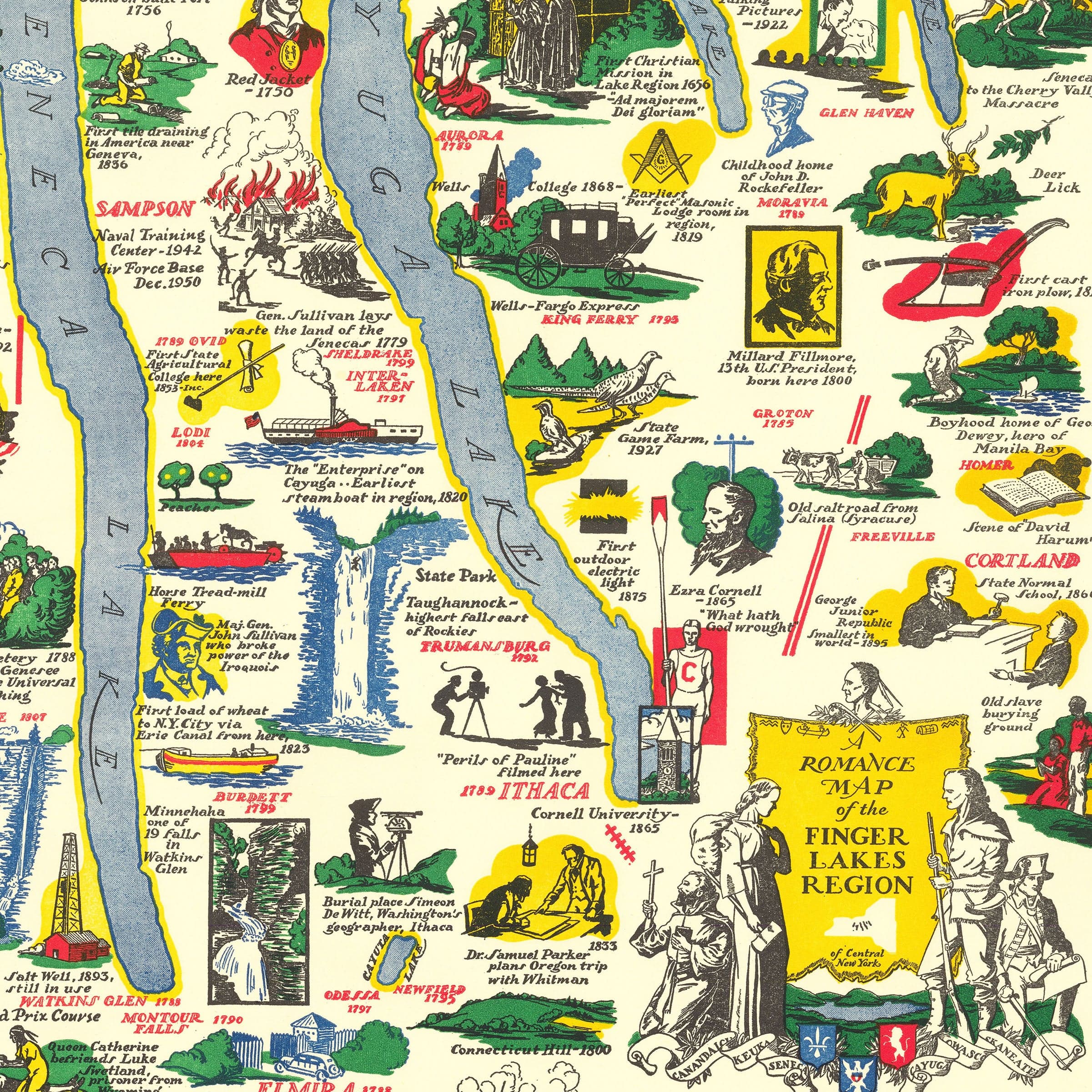 Finger Lakes Region, New York Map 1934