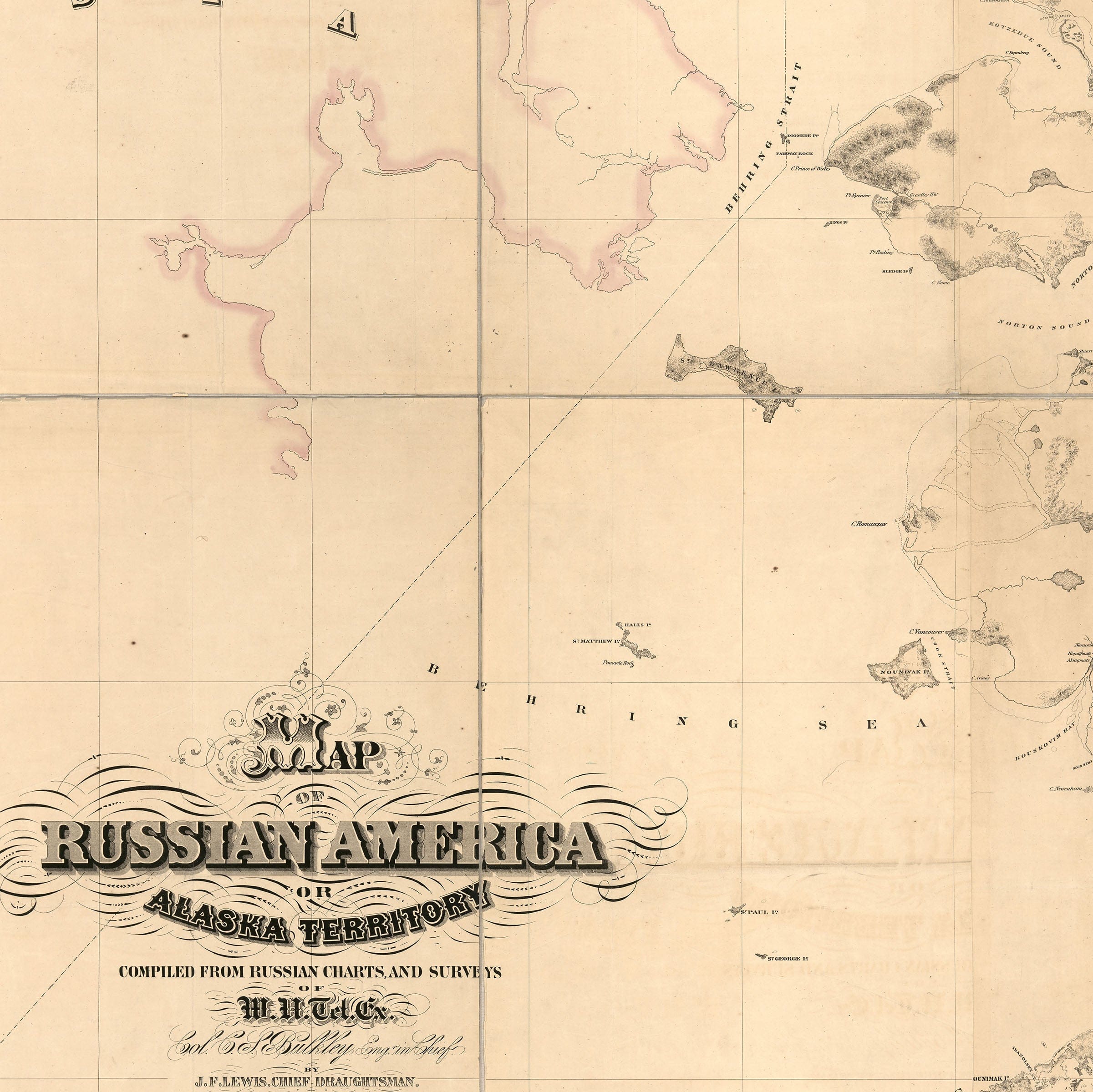 Vintage Alaska Map - 1867 Russian America Territory Map - Archive Prints
