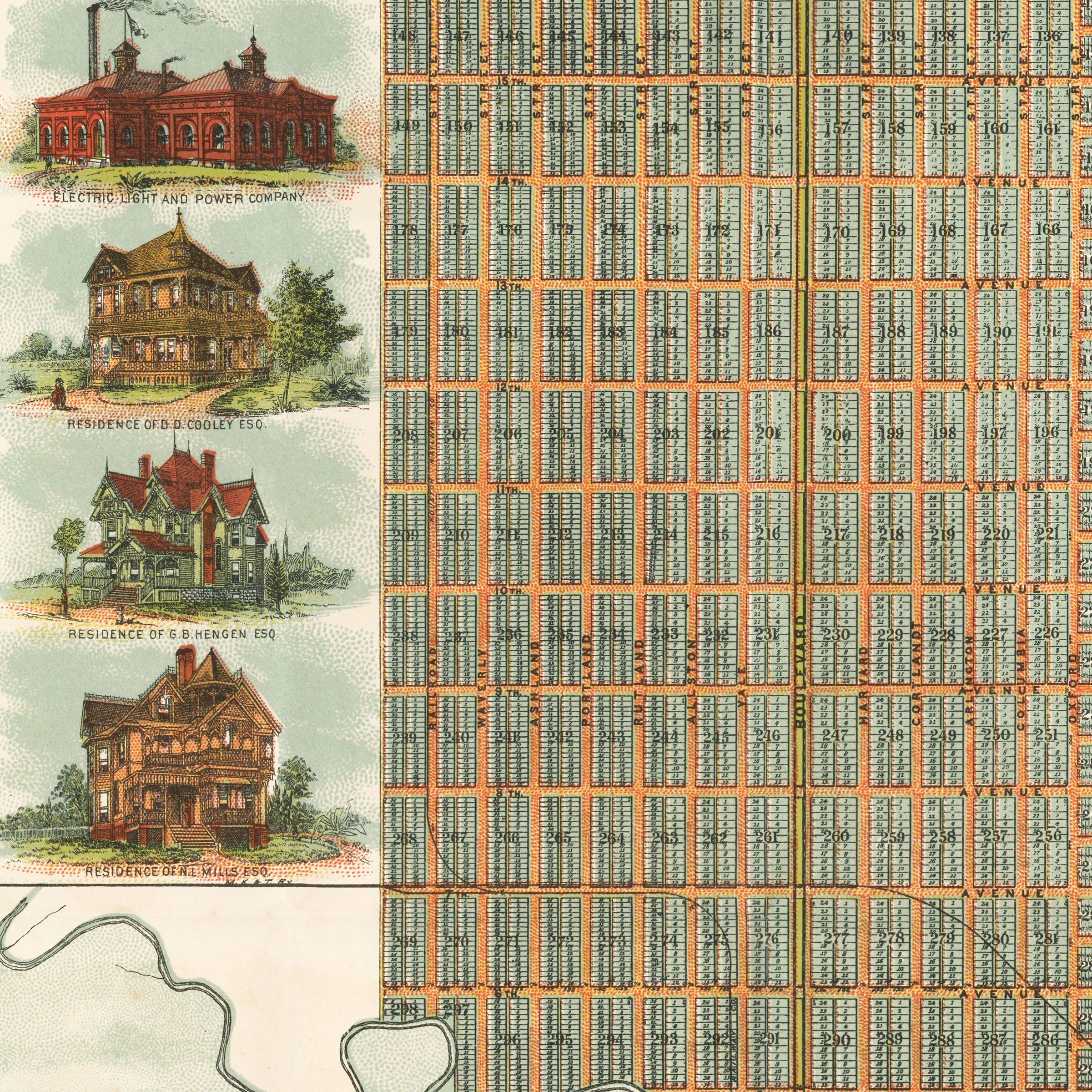 Houston Heights Map - 1896 Historic Map of Houston Heights, Texas - Archive Prints