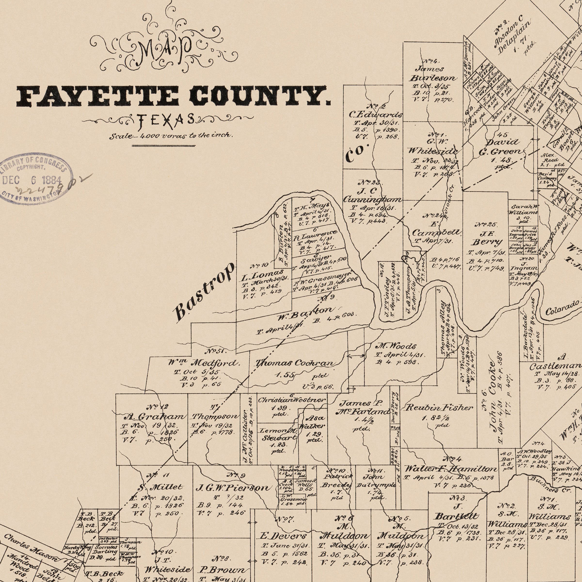 Fayette County, Texas 1879 - Official Land Ownership Map