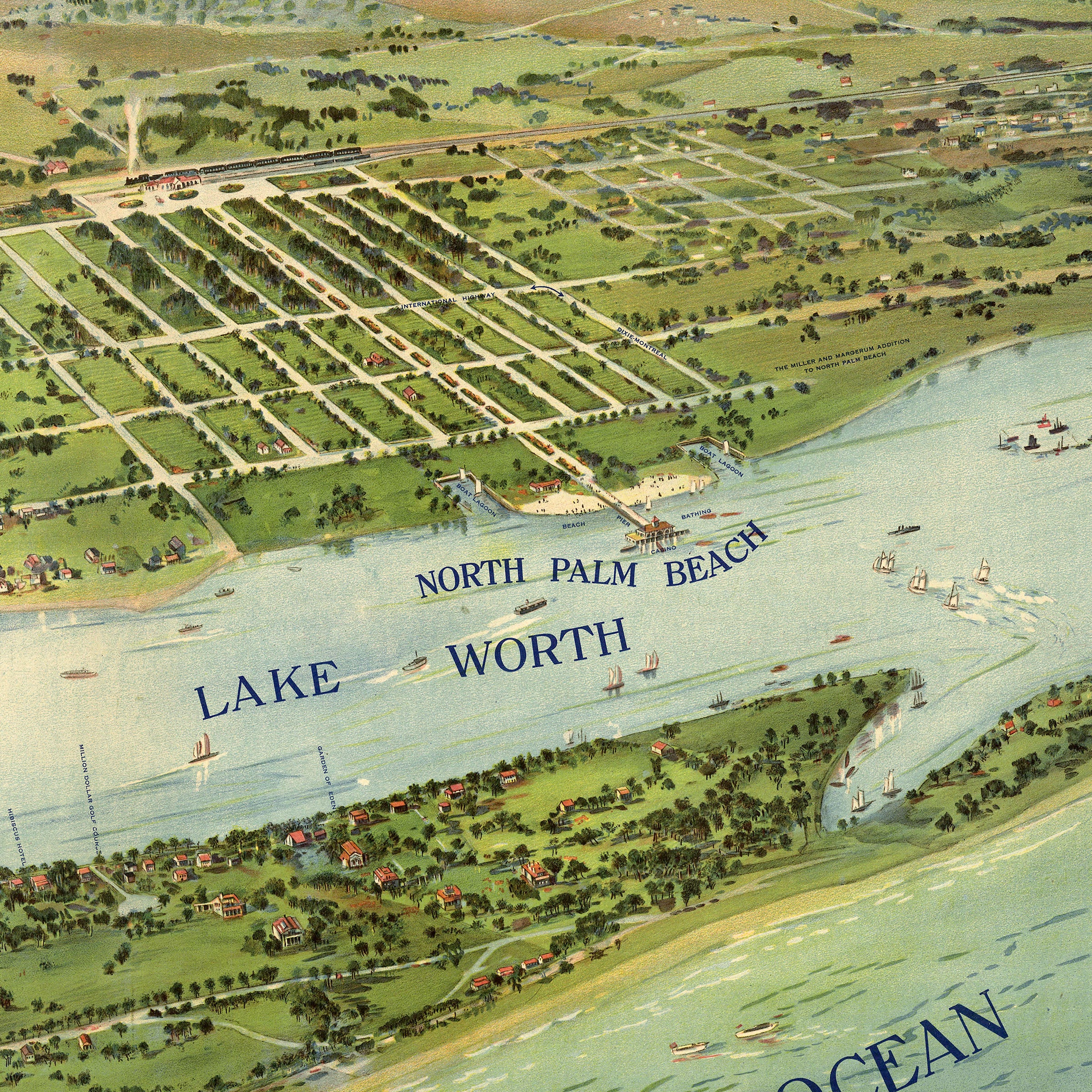 West Palm Beach Map 1915 - Vintage Panoramic Bird's Eye View Florida
