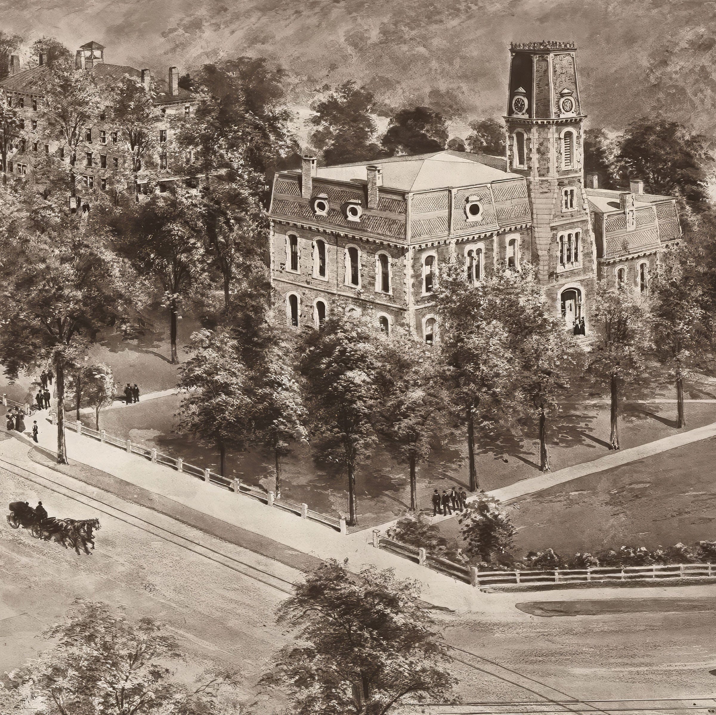 Colby College, Waterville, Maine Map - c.1909 Bird's Eye View - Archive Prints