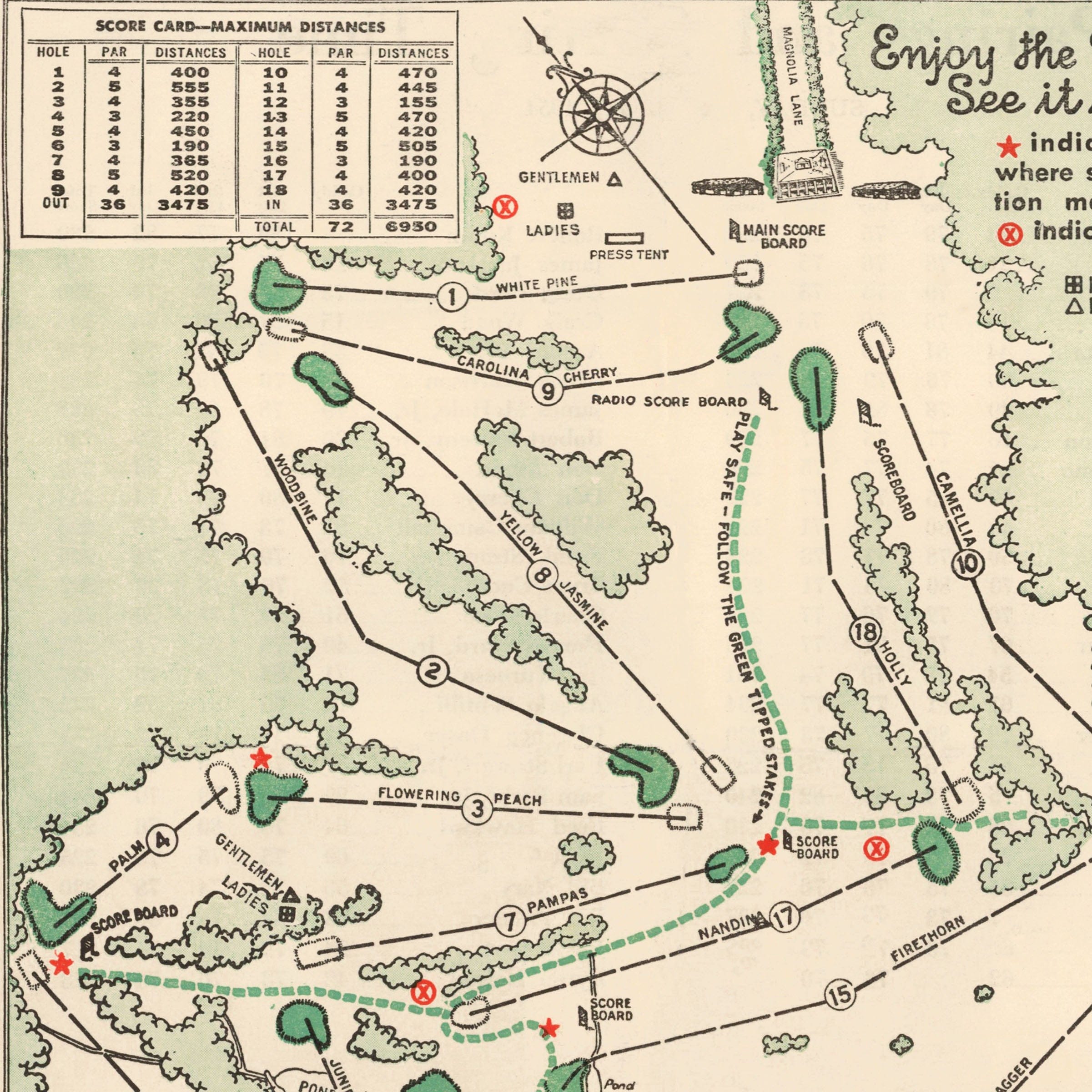 Augusta National Golf Club Course Map 1954 - Masters Tournament Guide