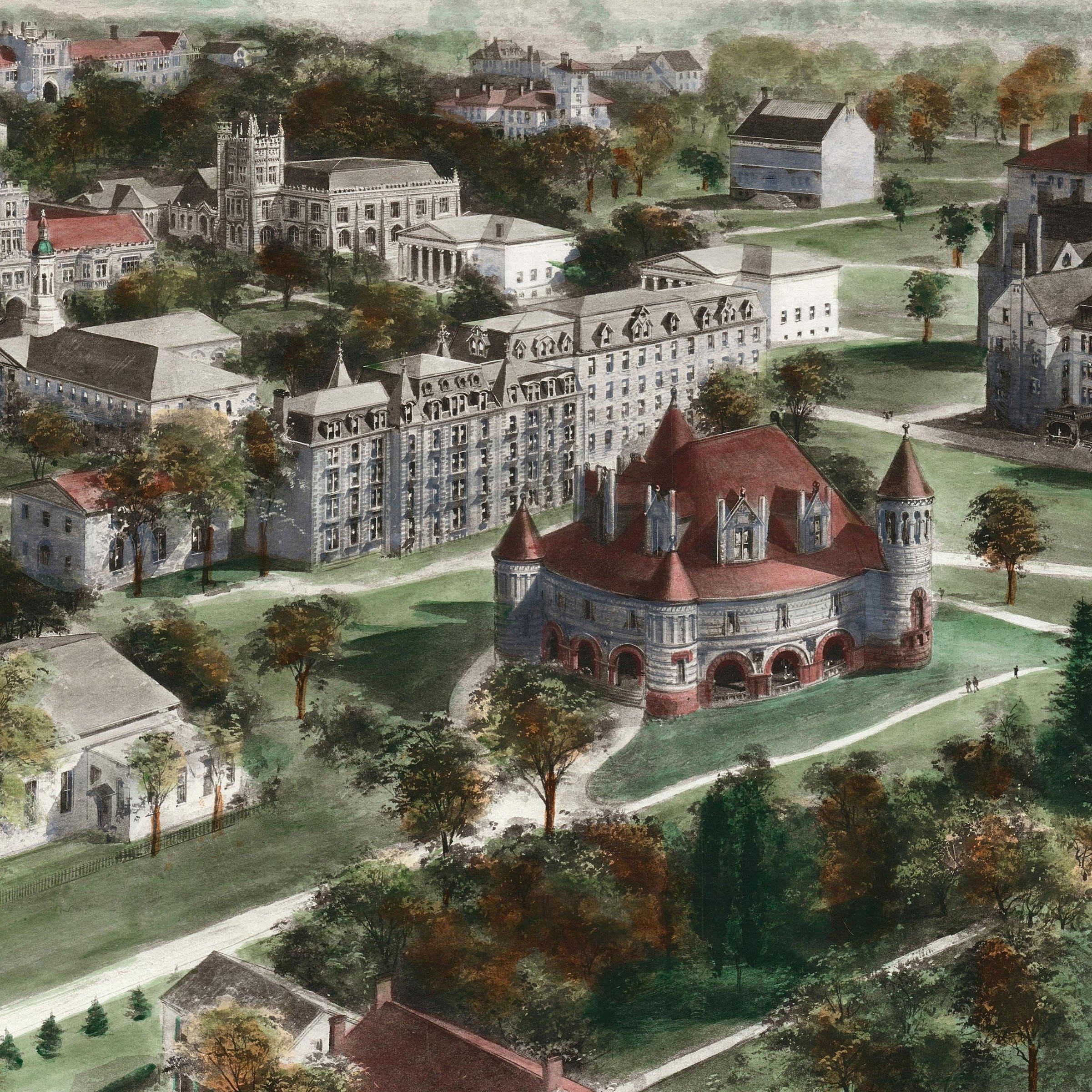 Princeton University, New Jersey Map 1906 - Campus Bird's Eye View