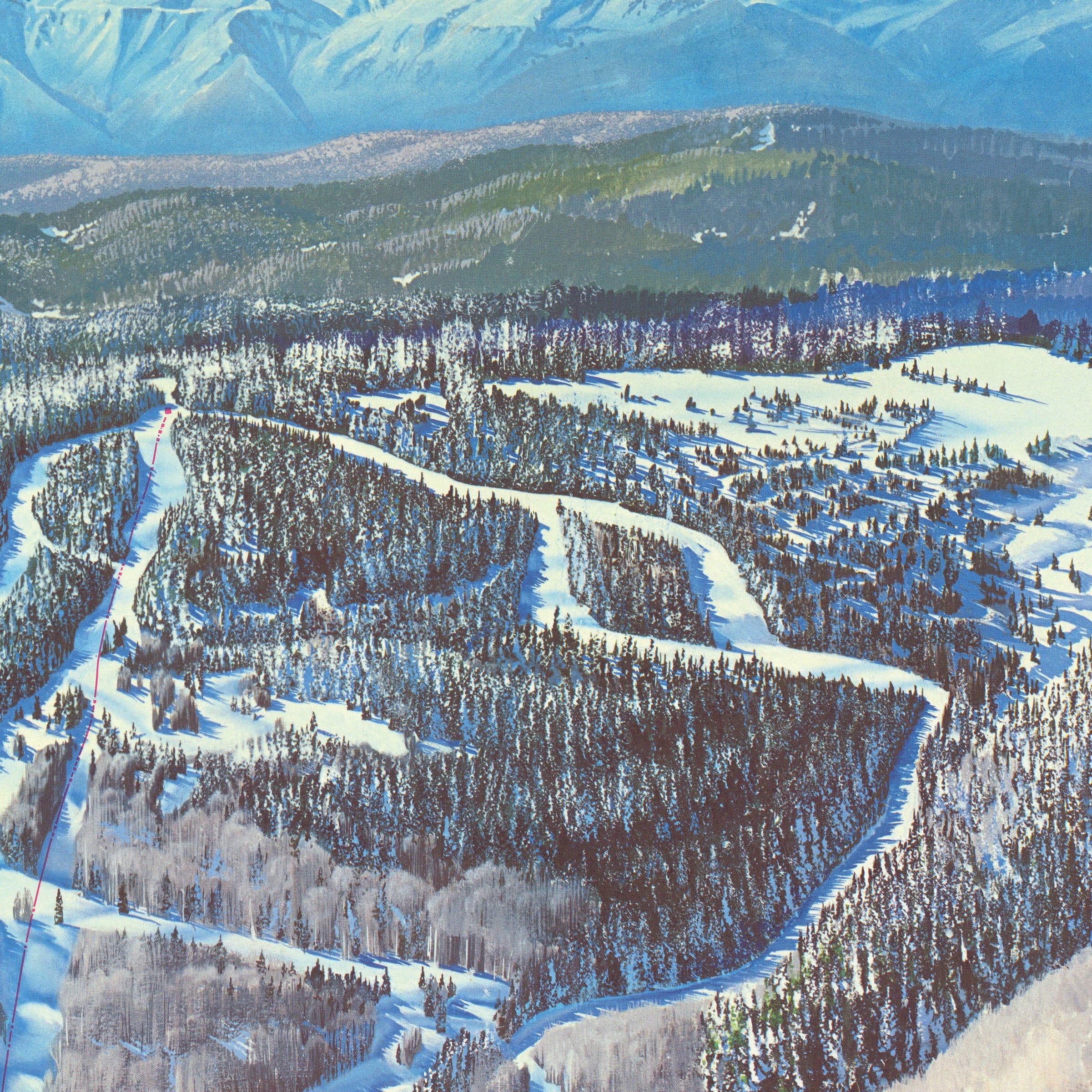 Purgatory Ski Resort Map, Durango, Colorado c. 1970s - Trail Map