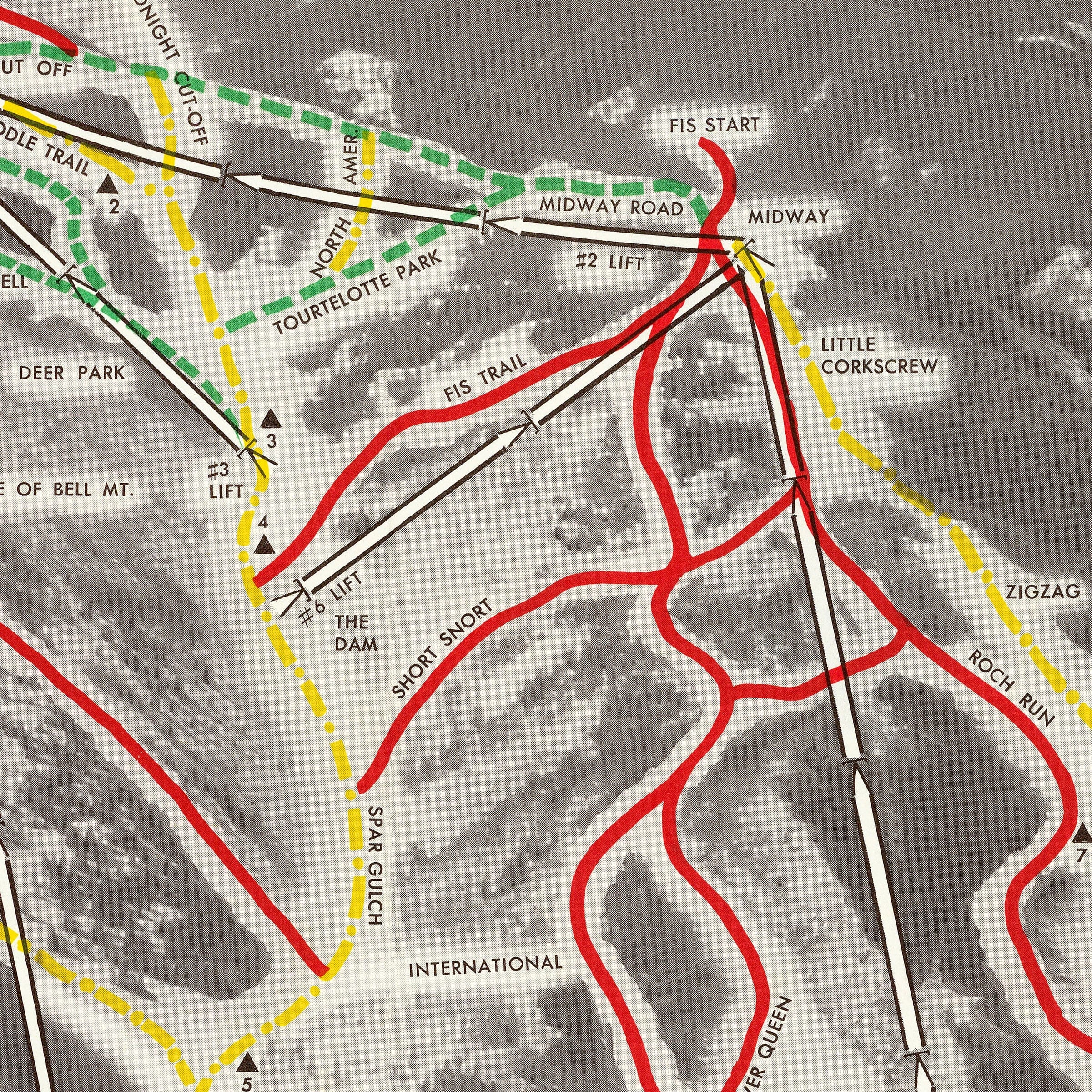 Aspen Mountain Ski Trails c. 1960s - Ajax Trail Map