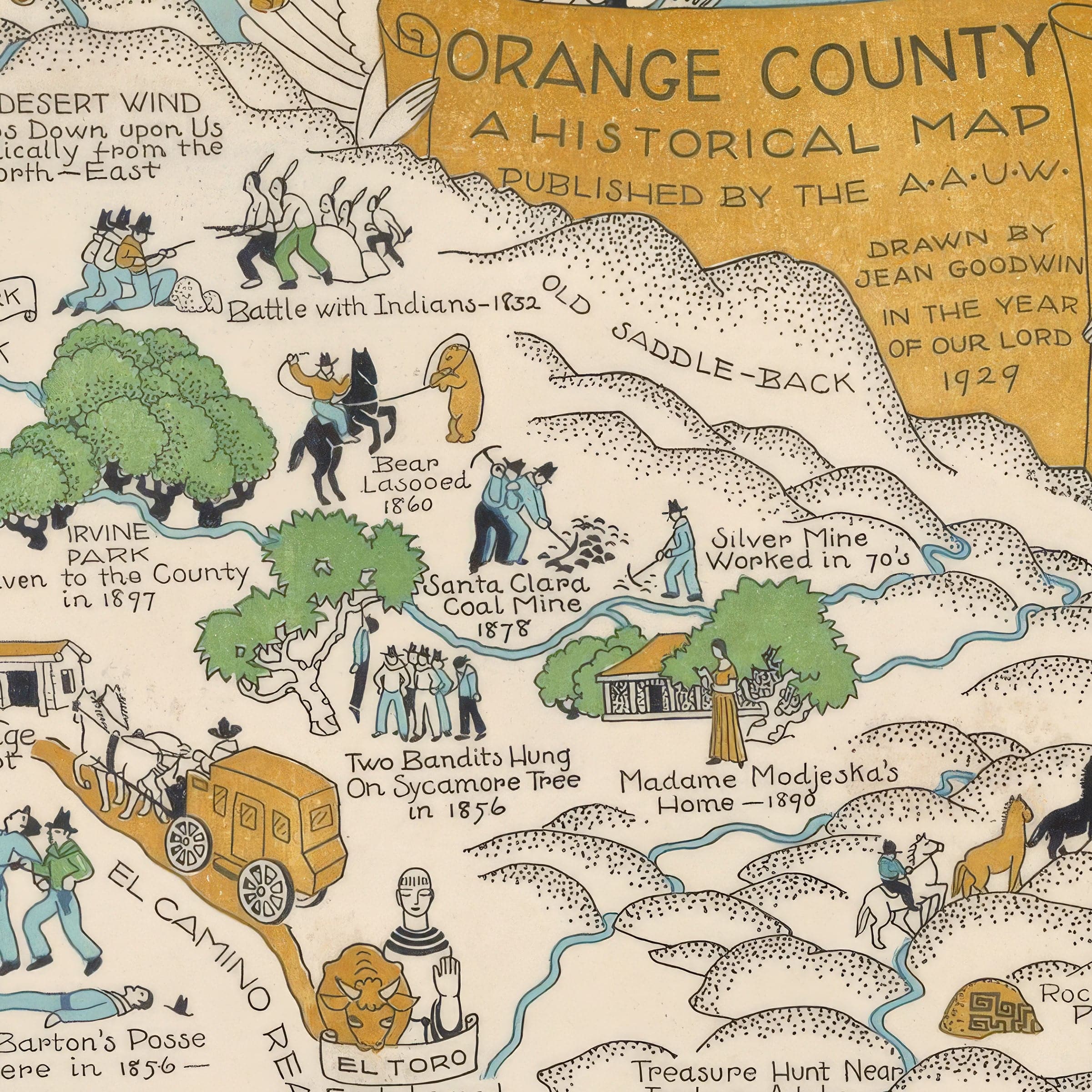 Orange County, California Map 1929 - Archive Prints