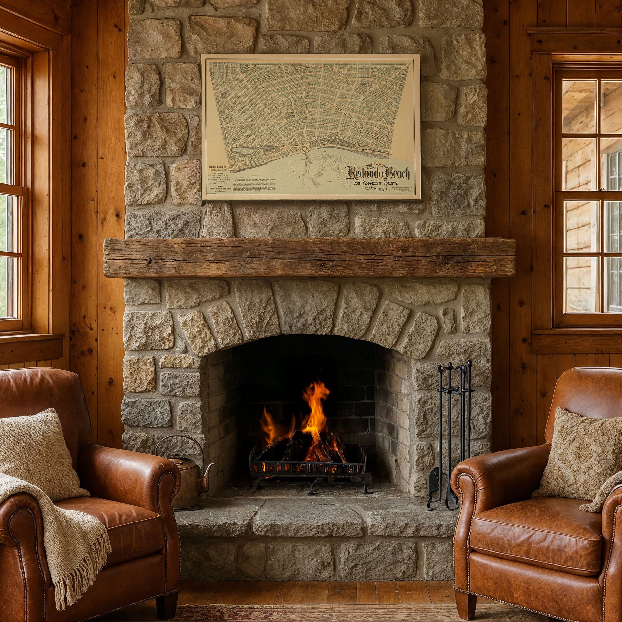 Redondo Beach, California Vintage Map 1887 - Bird's Eye View - Archive Prints