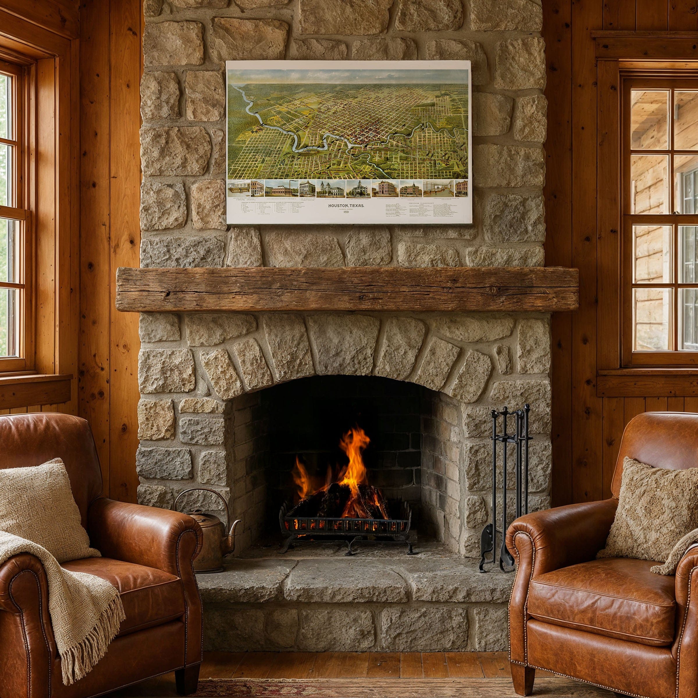 Houston, Texas Map 1891 - Archive Prints