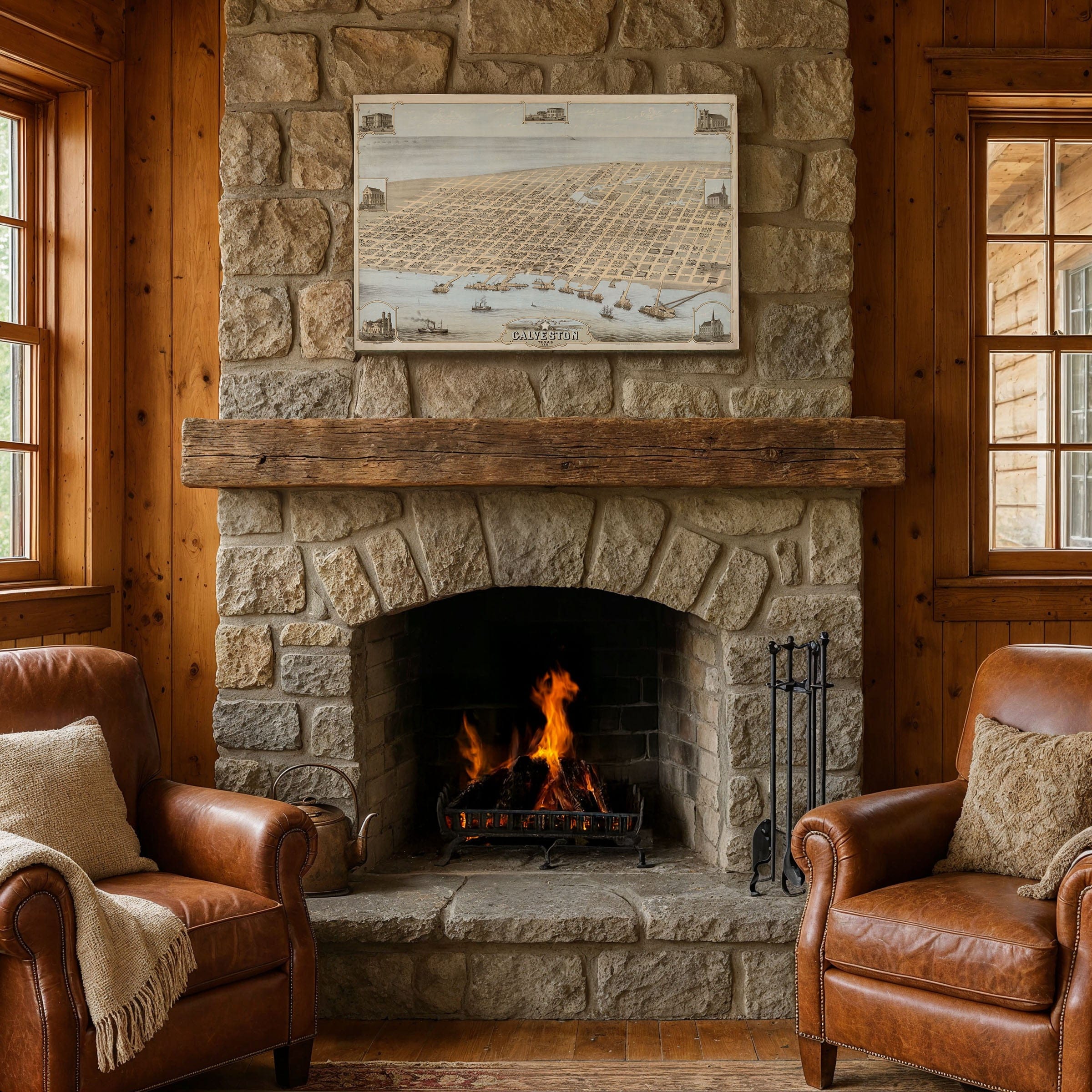 Bird's Eye View of the City of Galveston, Texas 1871 - Archive Prints