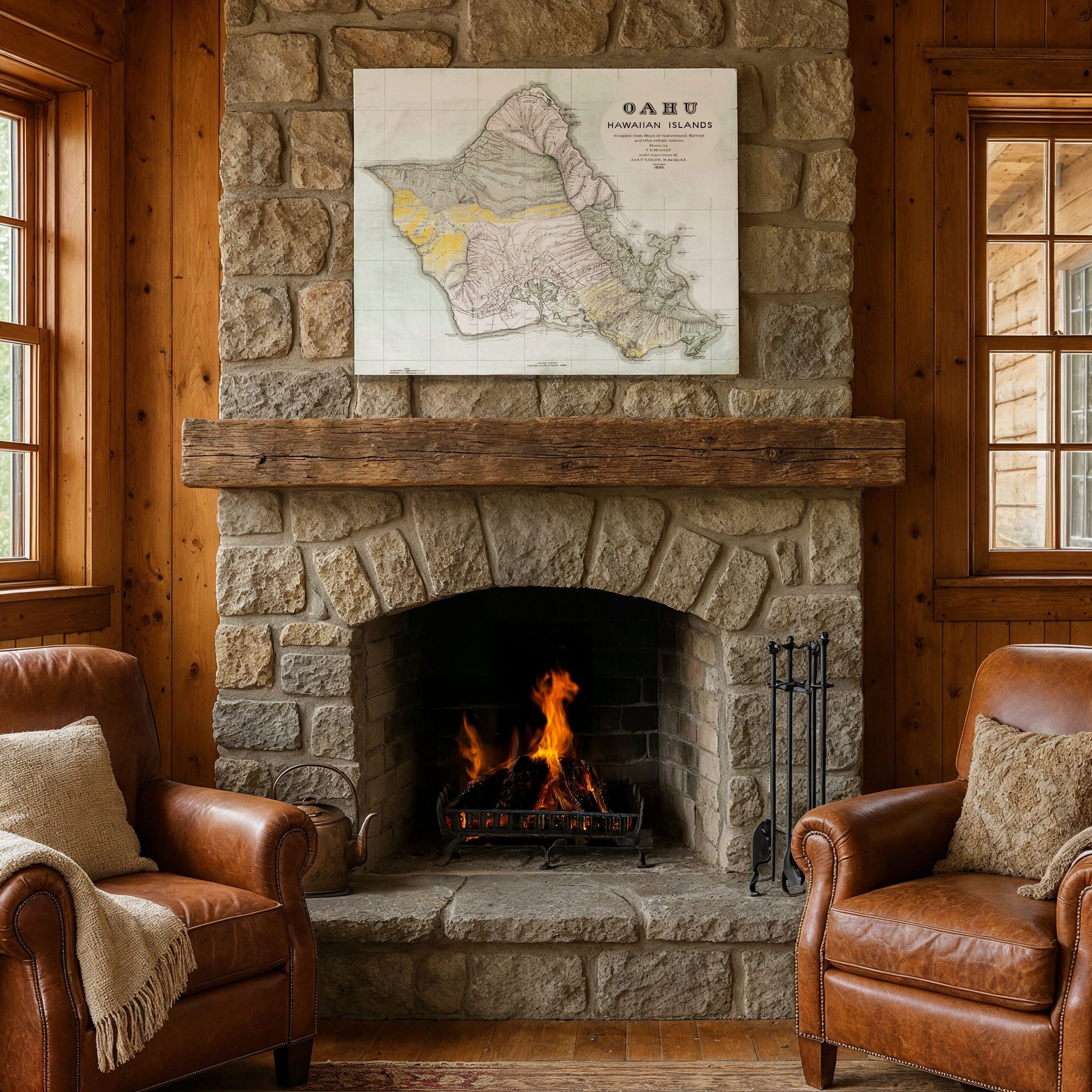 Oahu, Hawaiian Islands Map 1899 - Archive Prints