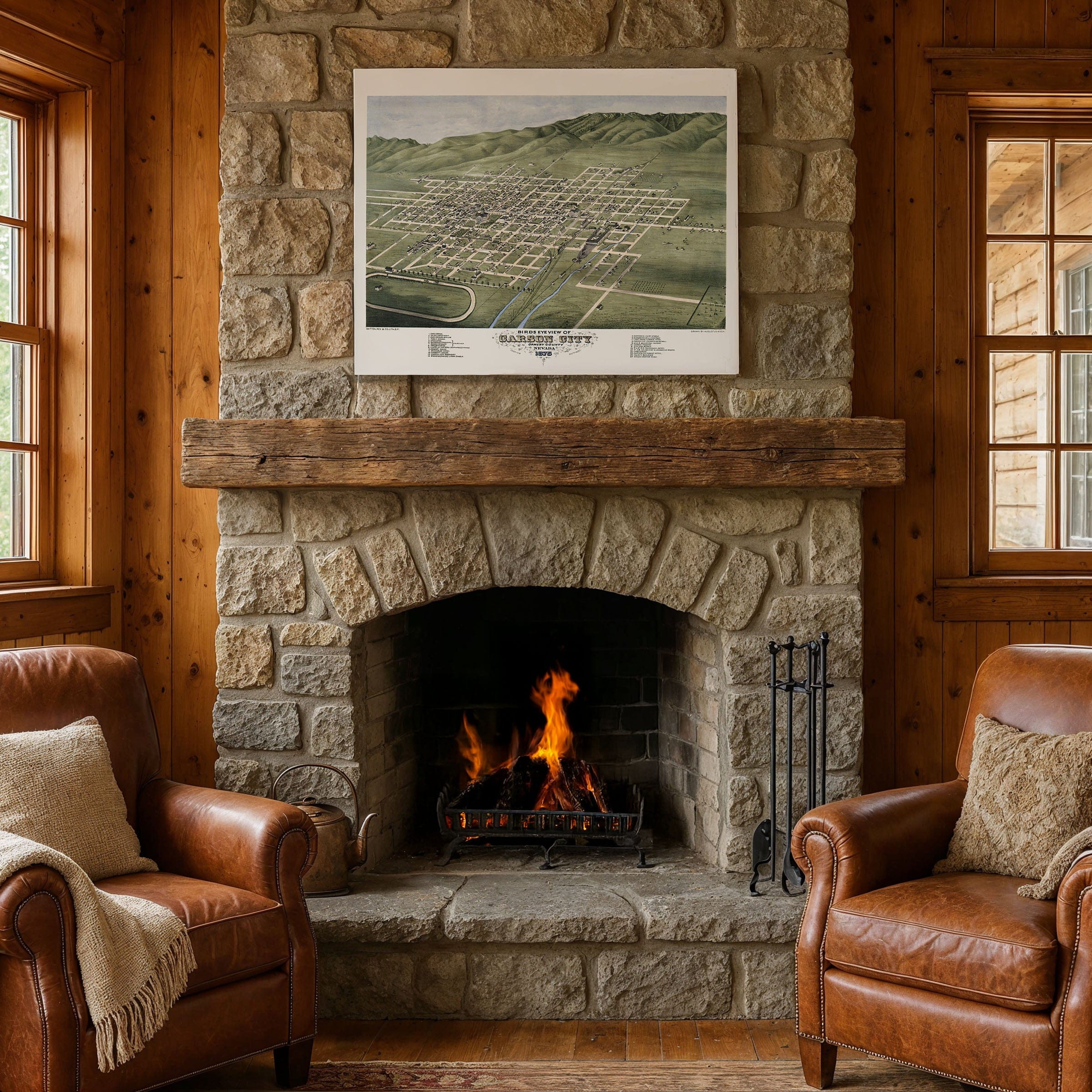 Carson City, Ormsby County, Nevada Map 1875 - Archive Prints