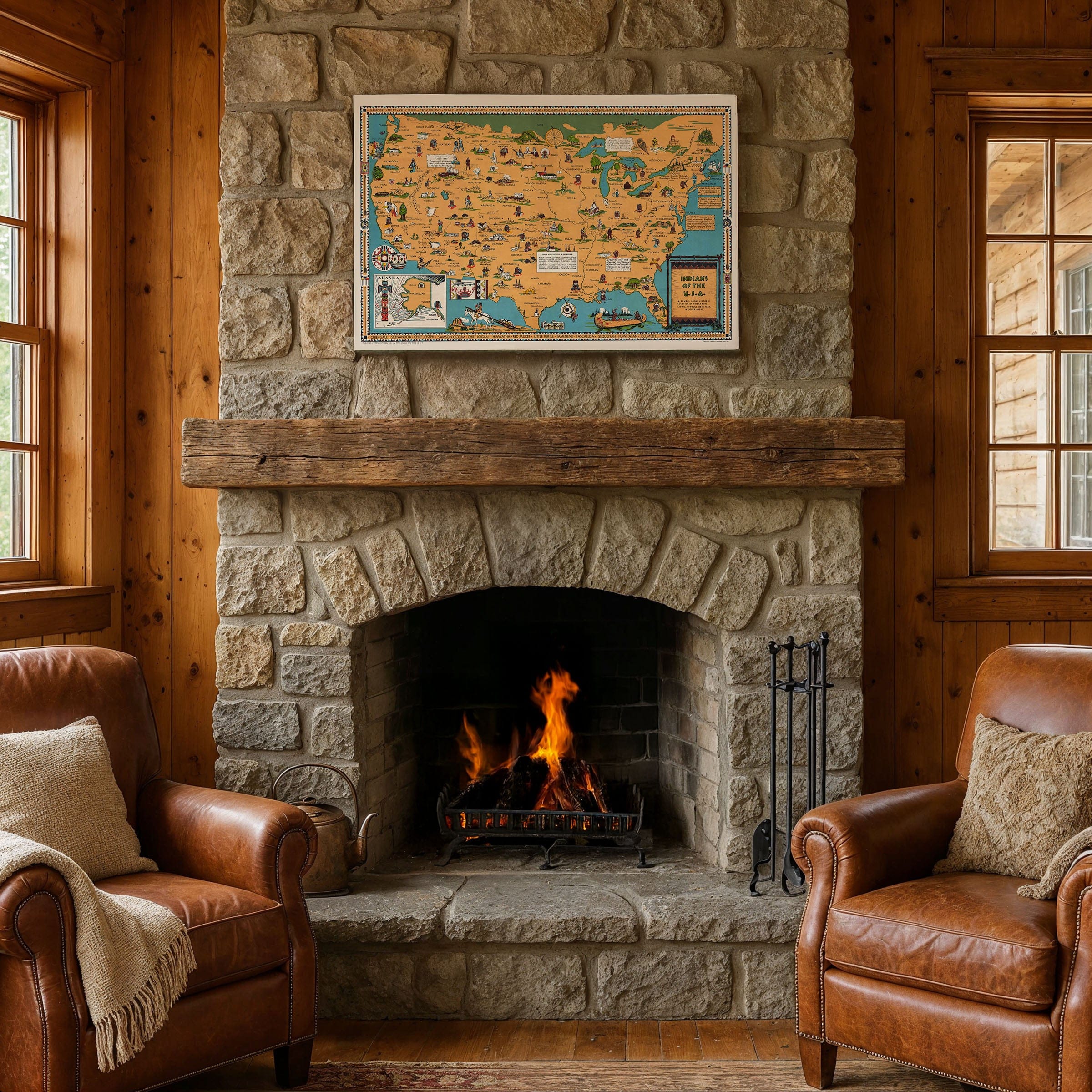 Indians of the United States Map 1944 - Archive Prints