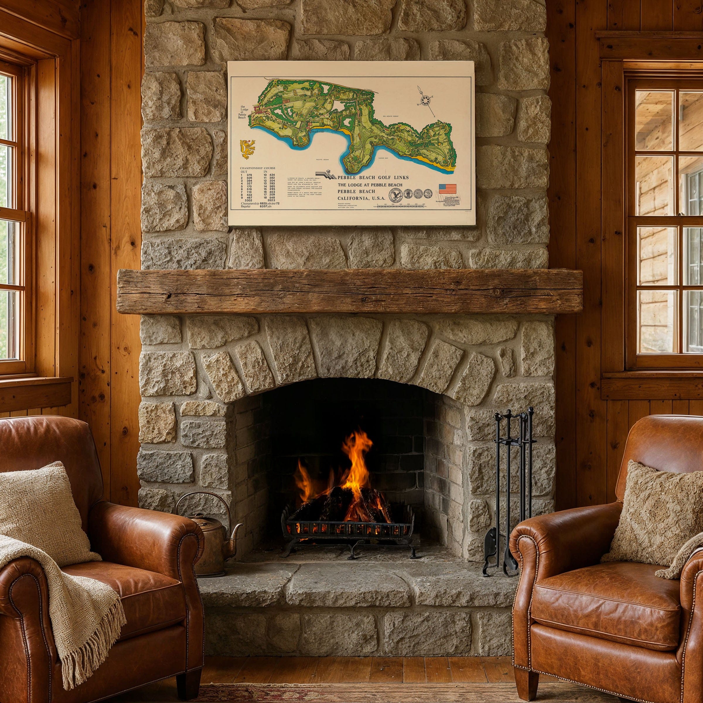 Pebble Beach Golf Links Map c.1968