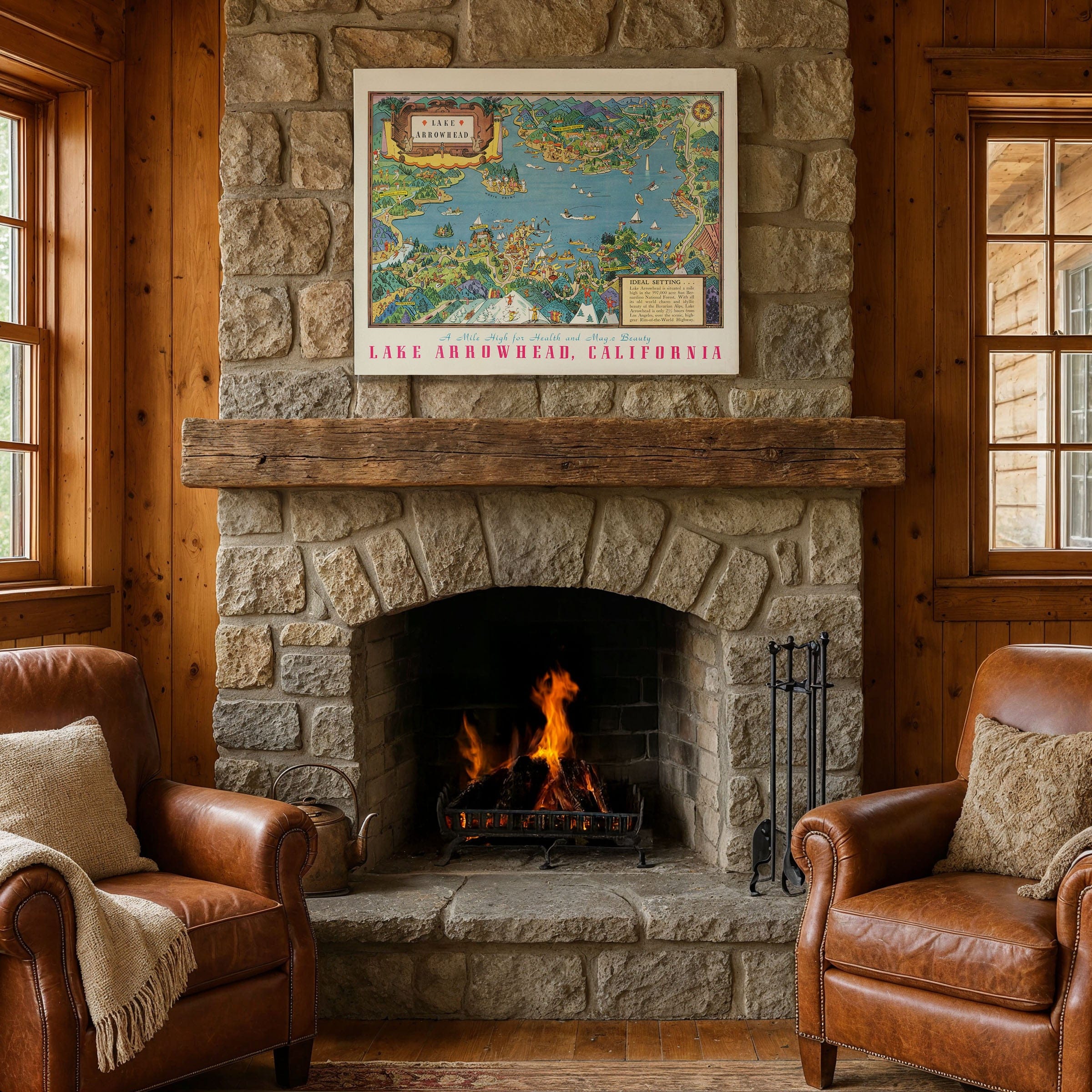 Lake Arrowhead, California Map 1940 - Archive Prints